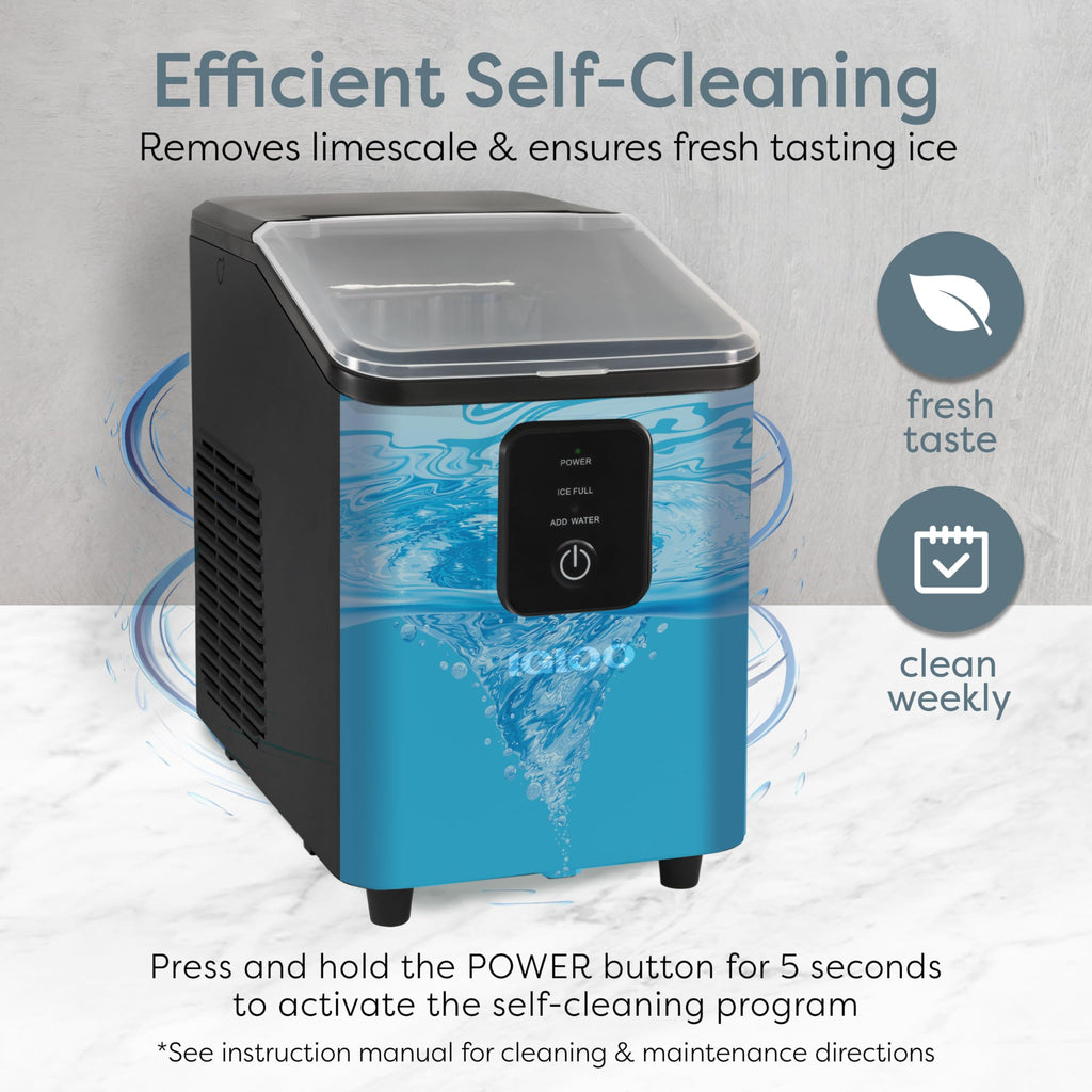 Igloo Automatic Self-Cleaning Portable Electric Countertop Ice Maker Machine with Handle, 26 Pounds in 24 Hours, 9 Ice Cubes Ready in 7 Minutes, with Ice Scoop and Basket