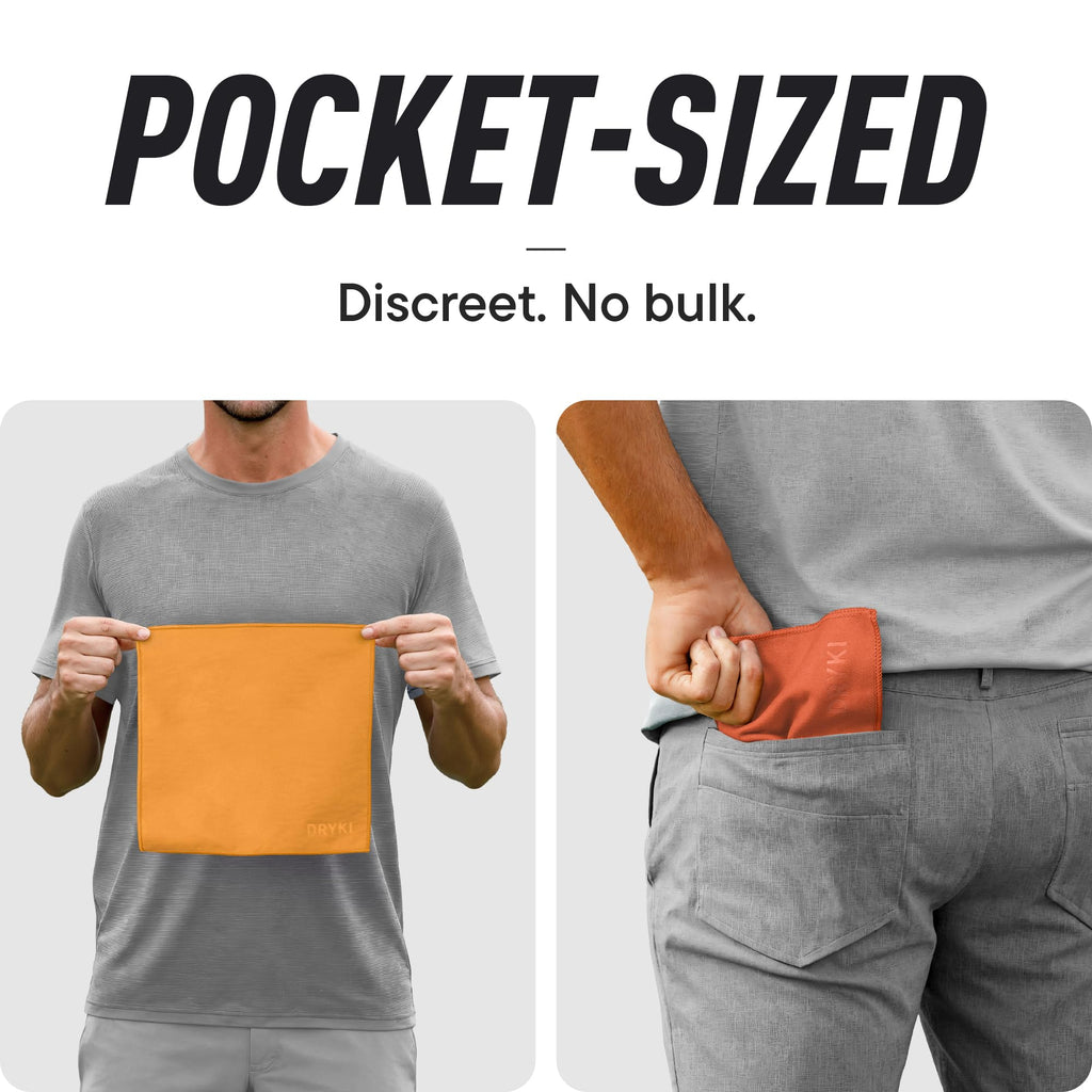 DRYKI Pocket-Sized Sweat Towels - The Original Sweat Absorbing Handkerchiefs - Quick-Dry Microfiber Sweat Rags for Face, Hands, & Body - Men & Women - Gym and Work (Moss Camo: 5 Pack)