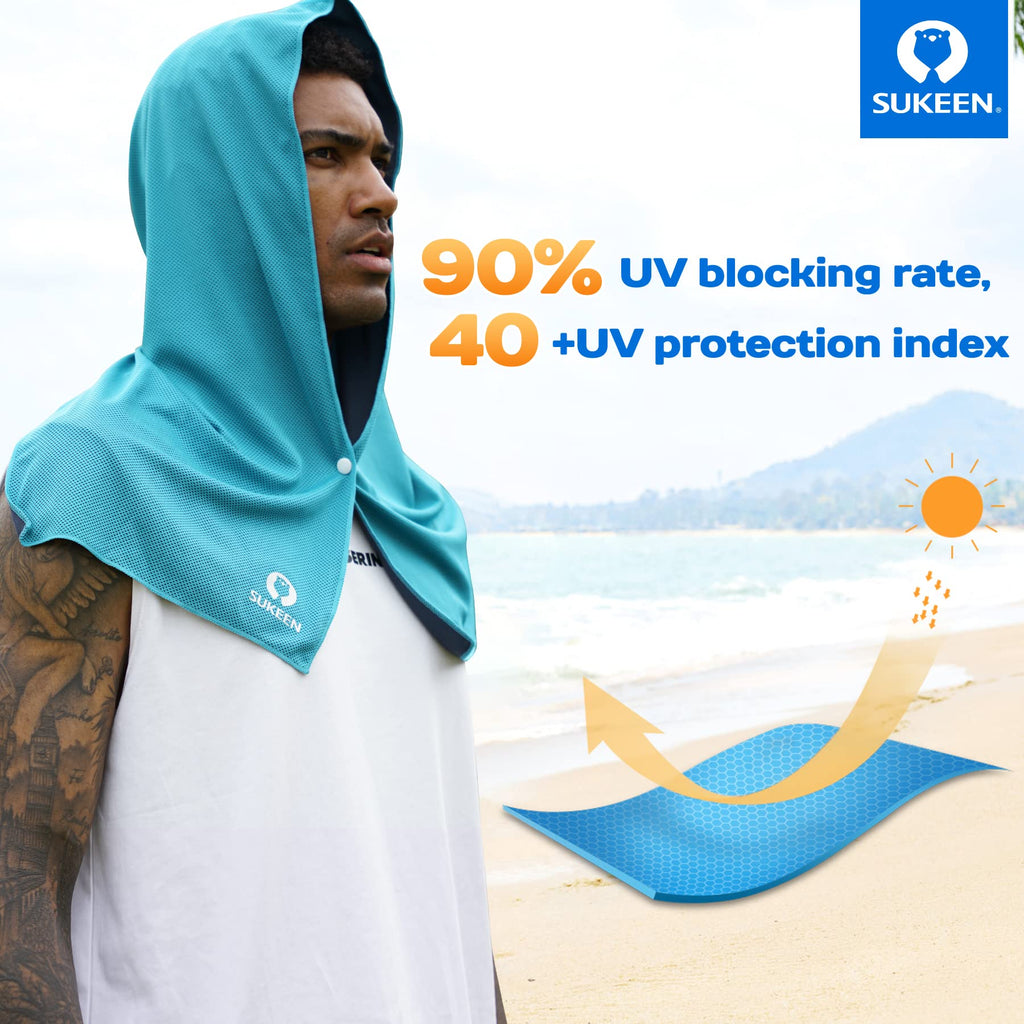 Sukeen Cooling Hoodie Towel, Absorbent Quick-Drying Cooling Towels for Neck and Face, UV Sun Protection Cooling Neck Wraps Sport Head Cooling Towel Hot Weather