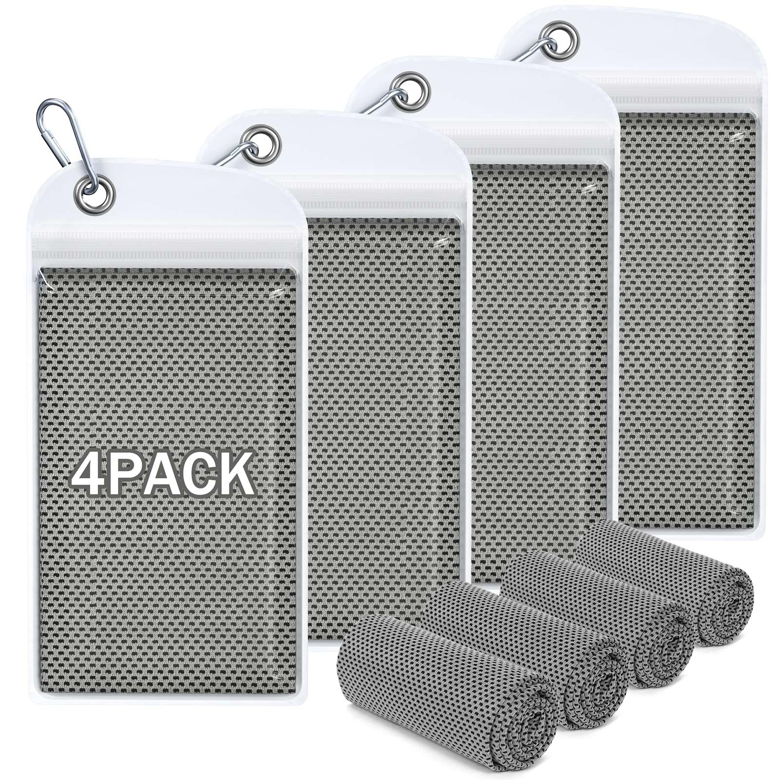 Hemndic 4 Pack Cooling Towels (40"x12"), Soft Breathable Cooling Towels for Neck and Face, Microfiber Workout Towels for Yoga, Golf, Running, Hiking & More Activities