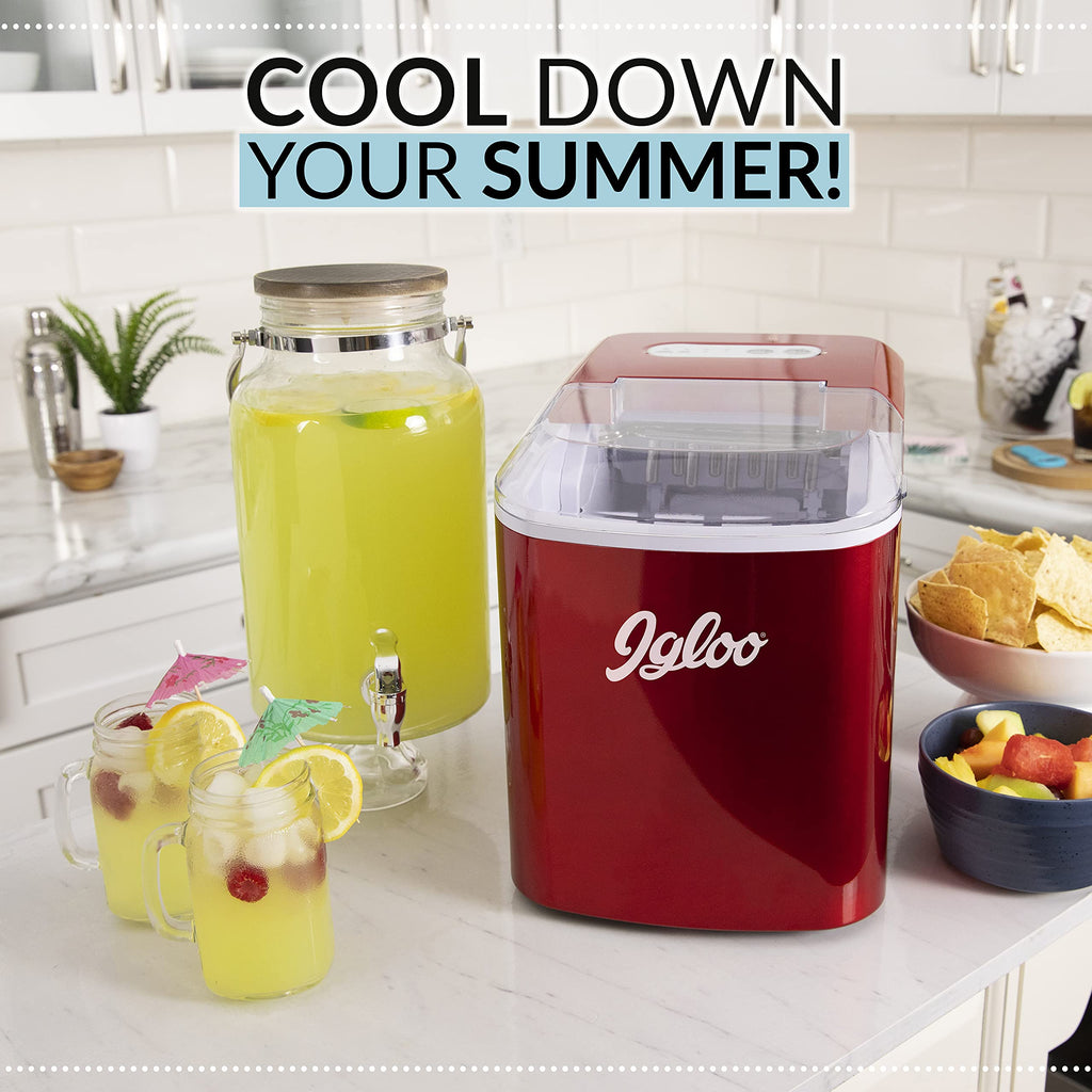Igloo Automatic Self-Cleaning Portable Electric Countertop Ice Maker Machine with Handle, 26 Pounds in 24 Hours, 9 Ice Cubes Ready in 7 Minutes, with Ice Scoop and Basket