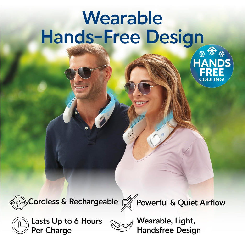 Arctic Air Freedom Personal Air Cooler - Portable 3-Speed Neck Fan, Hands-Free Wearable Design, Lightweight, Cordless And Rechargeable