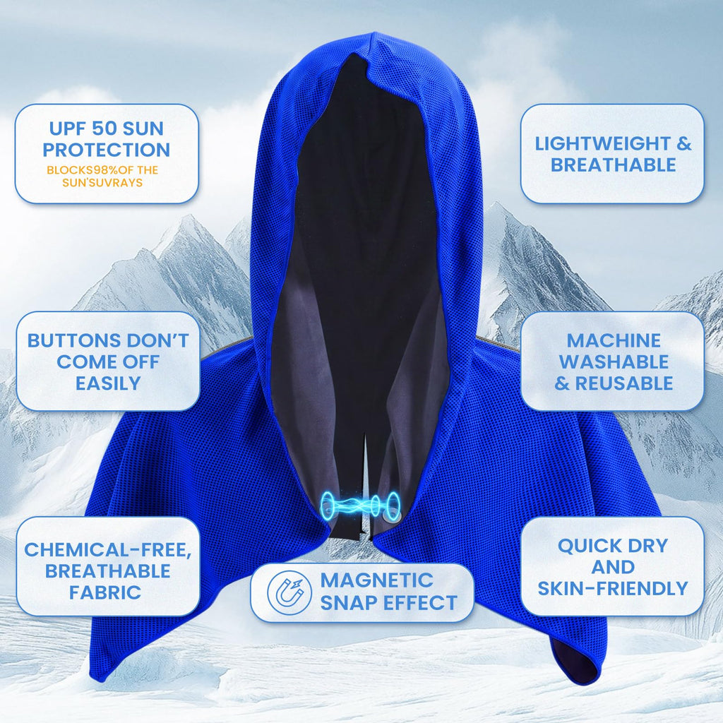 3 Pack Cooling Hoodie Towels for Neck and Face, Ice Towels for Hot Weather | UPF 50 Sun Protection & Instant Cooling, Soft Breathable Towel for Sport, Work Out, Gym, Camping & More Activities