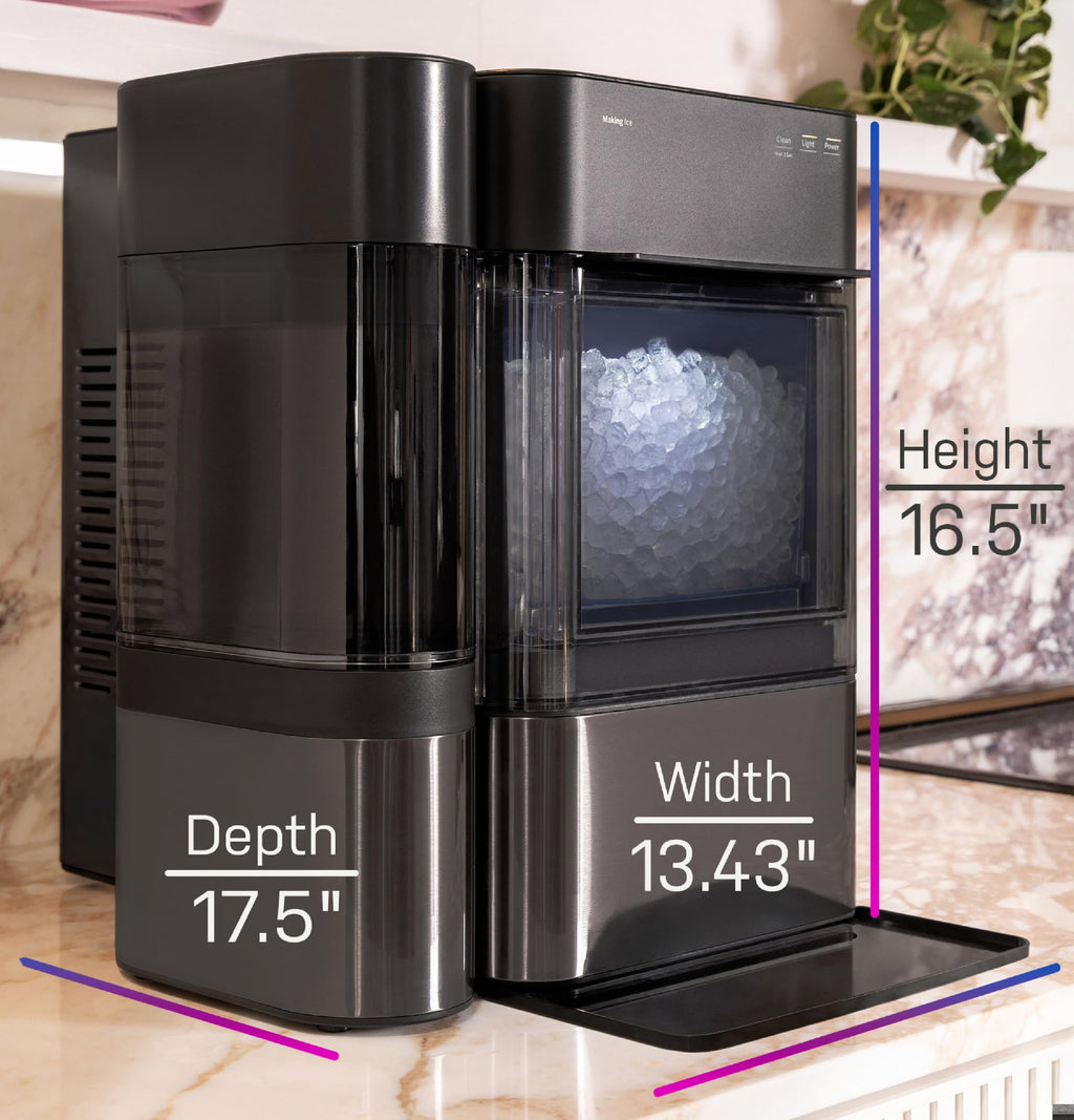 GE Profile Opal Ultra, Countertop Nugget Ice Maker, 1 Gal XL Side Tank, *Amazon Exclusive*, 38 lbs/Day, Pebble Pellet Crushed Ice Machine, WiFi Black Stainless Steel