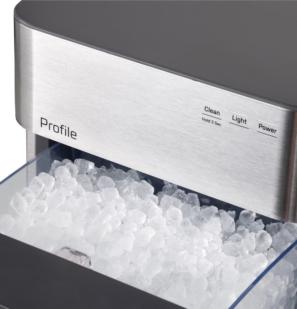 GE Profile Opal 2.0 Ultra Nugget Ice Maker with Scale Inhibiting Filter, Scoop Included, 38 lbs in 24 Hours, Pellet Ice Machine with WiFi & Smart Connected, Stainless Steel