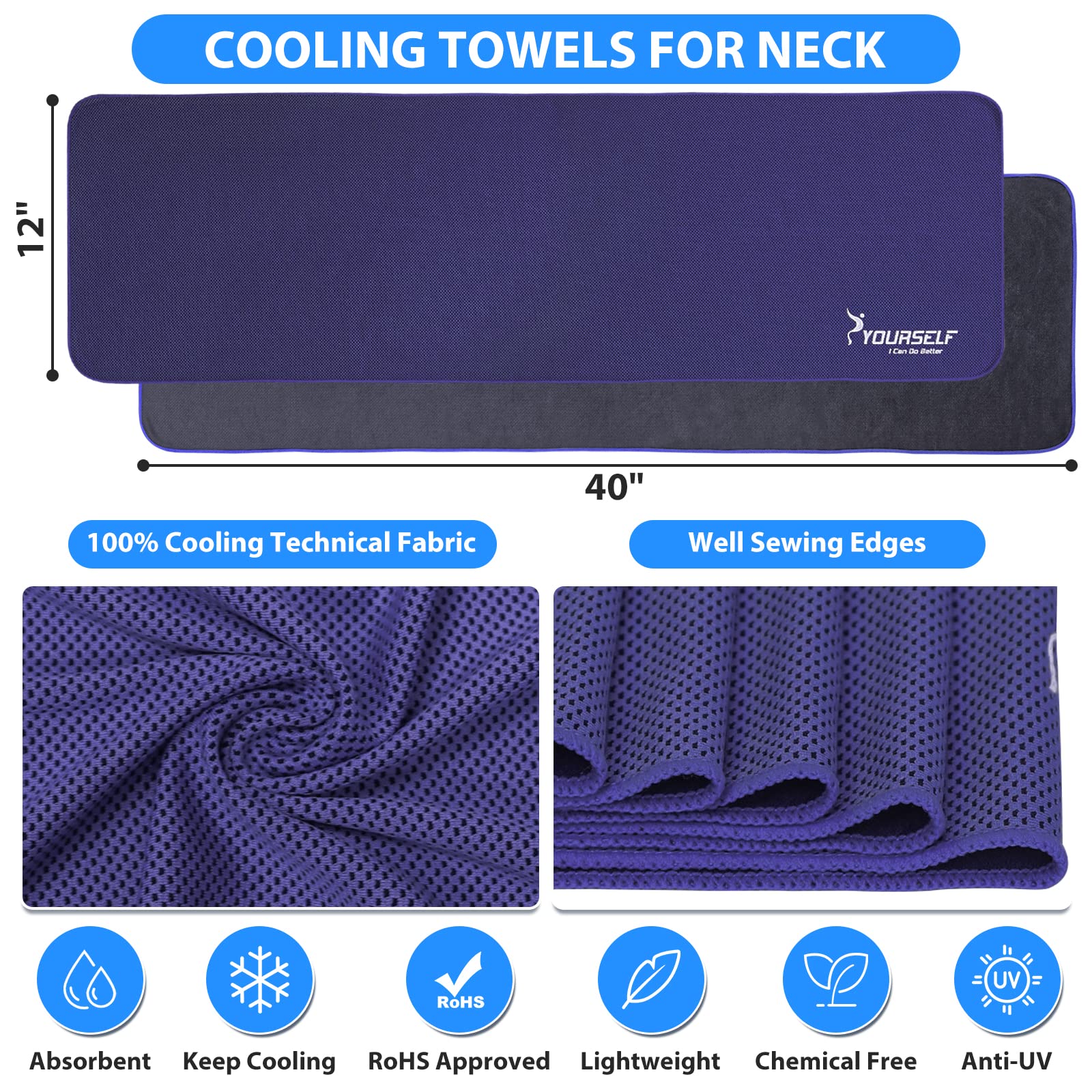 SYOURSELF Cooling Towel, Cooling Towels for Neck,40" x 12"Ice Towel for Instant Cooling Relief, Soft Breathable Chilly Towel, Perfect Yoga, Golf, Sports, Gym, Workout, Athletes Towel (1PC-Orange)
