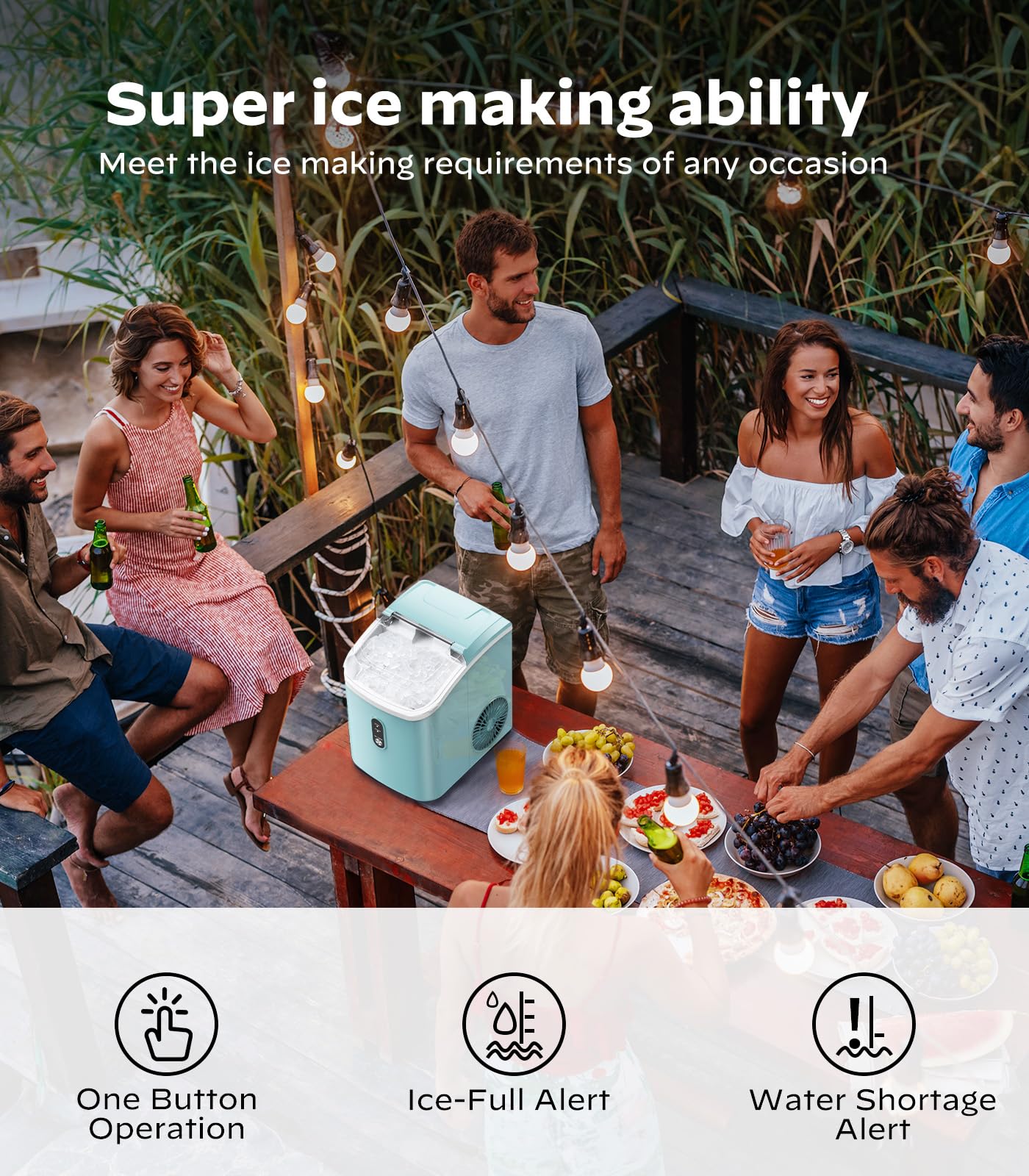 Silonn Countertop Ice Maker with 2.5L Expandable Ice Basket, 26.5lbs/24H, 9 Cubes in 6 Mins, 2 Ice Sizes, Self-Cleaning & LED Touch Control for Home Kitchen Office