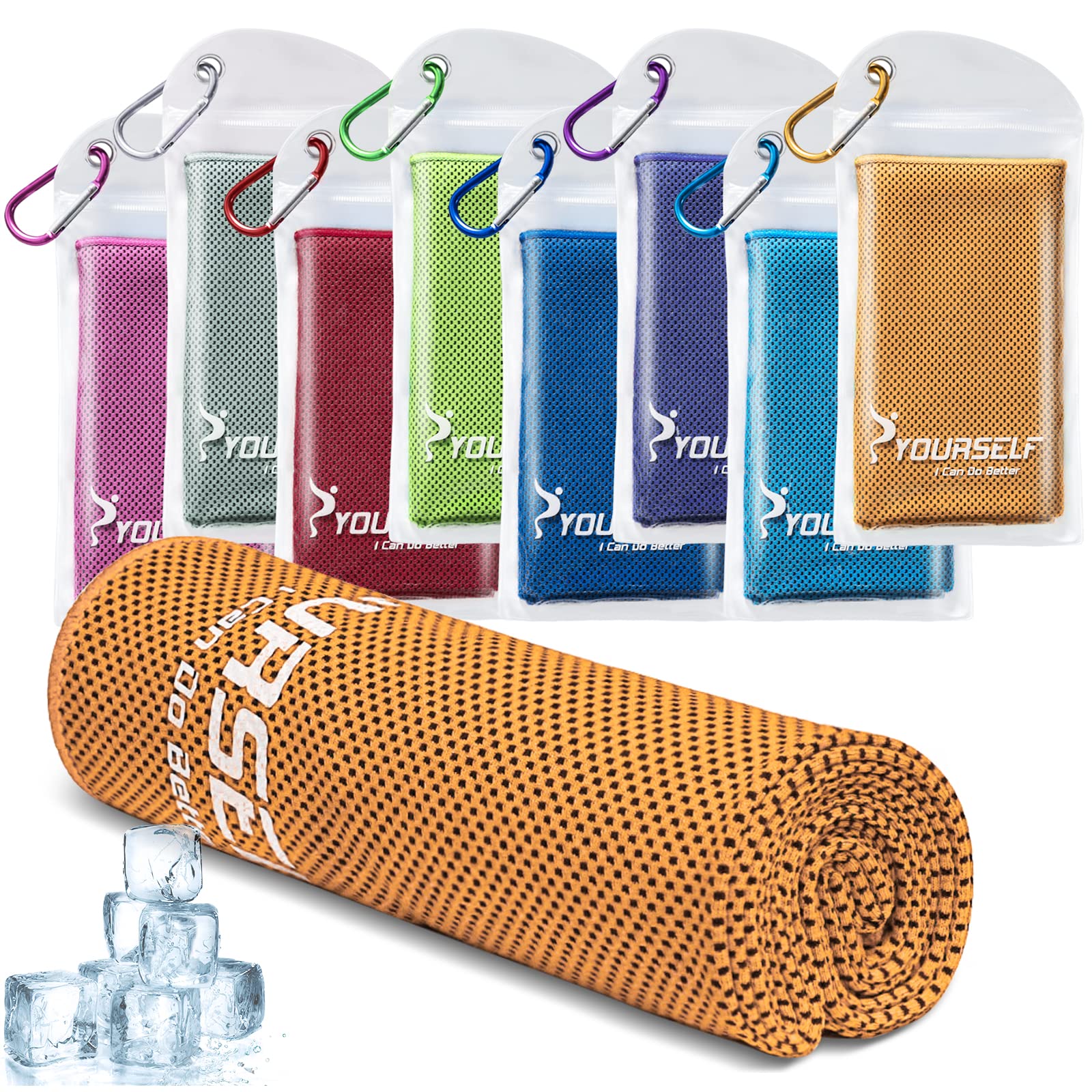 SYOURSELF Cooling Towel, Cooling Towels for Neck,40" x 12"Ice Towel for Instant Cooling Relief, Soft Breathable Chilly Towel, Perfect Yoga, Golf, Sports, Gym, Workout, Athletes Towel (1PC-Orange)