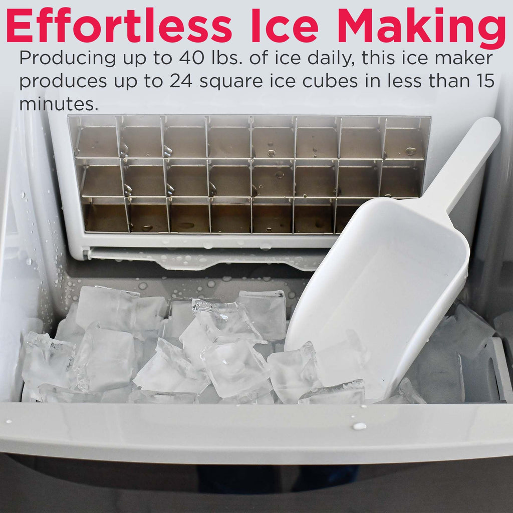 FRIGIDAIRE EFIC452-SS 40 Lbs Extra Large Clear Maker, Stainless Steel, Makes Square Ice