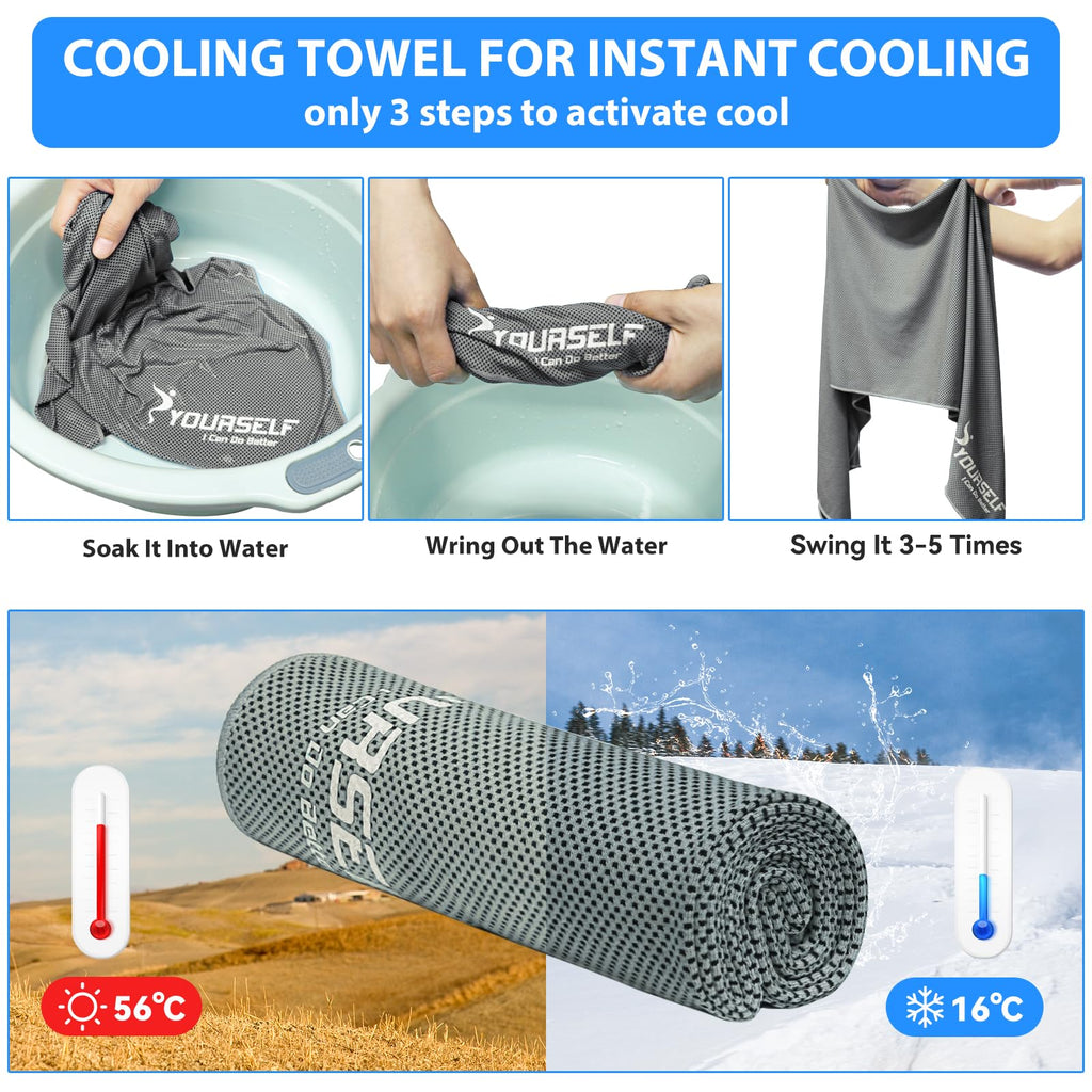 SYOURSELF Cooling Towel, Cooling Towels for Neck,40" x 12"Ice Towel for Instant Cooling Relief, Soft Breathable Chilly Towel, Perfect Yoga, Golf, Sports, Gym, Workout, Athletes Towel (1PC-Orange)