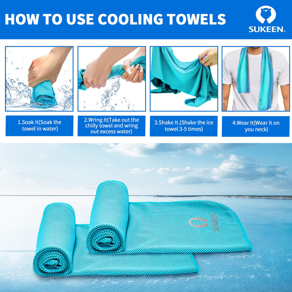 Sukeen Cooling Towel for Neck and Face (40"x12"), Microfiber Bulk Cooling Towels for Athletes Cooling Neck Wraps Instant Cooling Towels for Yoga,Gym,Golf,Running,Fitness and Workout