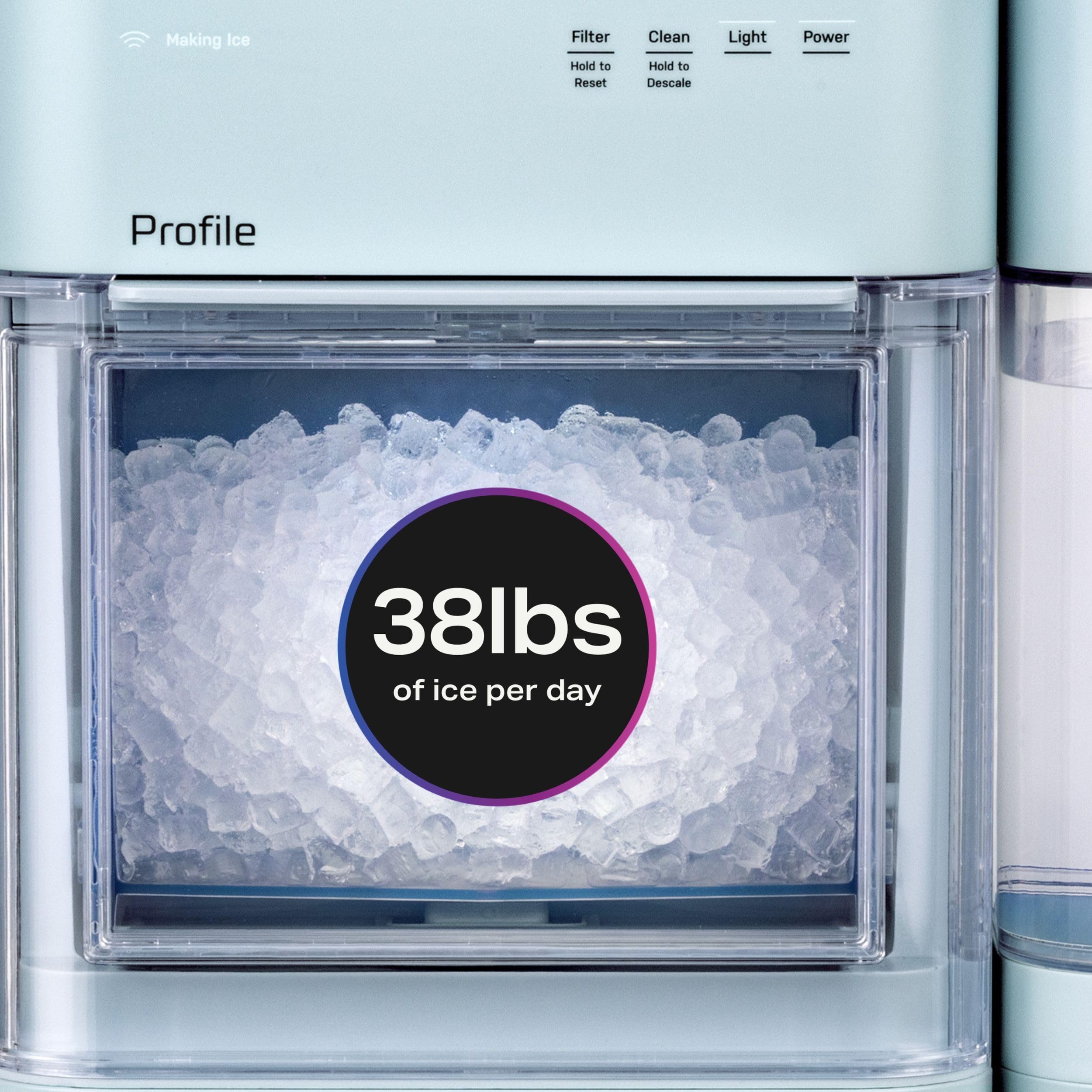 GE Profile Opal Ultra, Countertop Nugget Ice Maker, 1 Gal XL Side Tank, *Amazon Exclusive*, 38 lbs/Day, Pebble Pellet Crushed Ice Machine, WiFi Black Stainless Steel