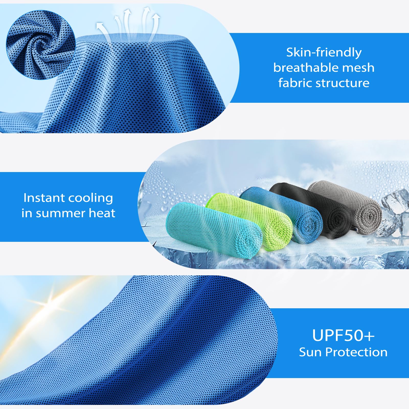 Cooling Towels - 5 Pack Gym Towels, Gym Towel for Working Out, Yoga Towel, Quick Dry Towel for Running, Camping, Fitness & More Activities