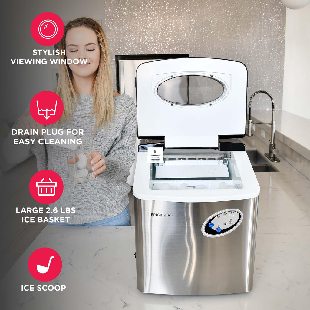 Frigidaire EFIC115 Extra Large Ice Maker, Stainless Steel, 48 lbs per Day