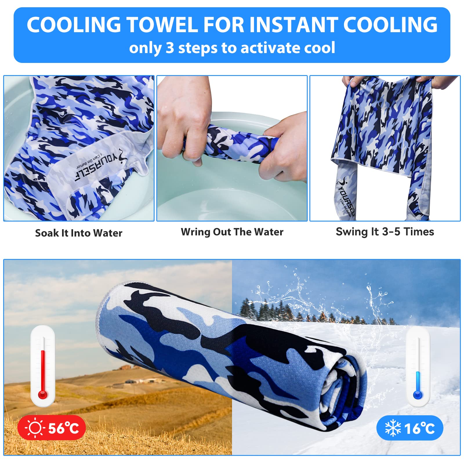 SYOURSELF Cooling Towel, Cooling Towels for Neck,40" x 12"Ice Towel for Instant Cooling Relief, Soft Breathable Chilly Towel, Perfect Yoga, Golf, Sports, Gym, Workout, Athletes Towel (1PC-Orange)