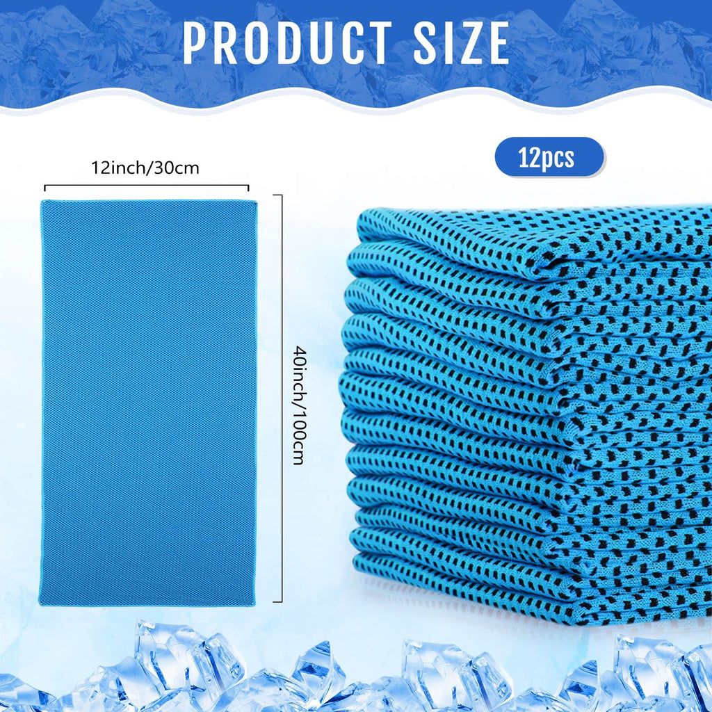Hosuly 12 Pieces Cooling Towels, 40 x 12 Inch Ice Cool Towel for Neck and Face Microfiber Soft Breathable Chilly Rags for Yoga, Sports, Golf, Gym, Running, Workout(Purple)