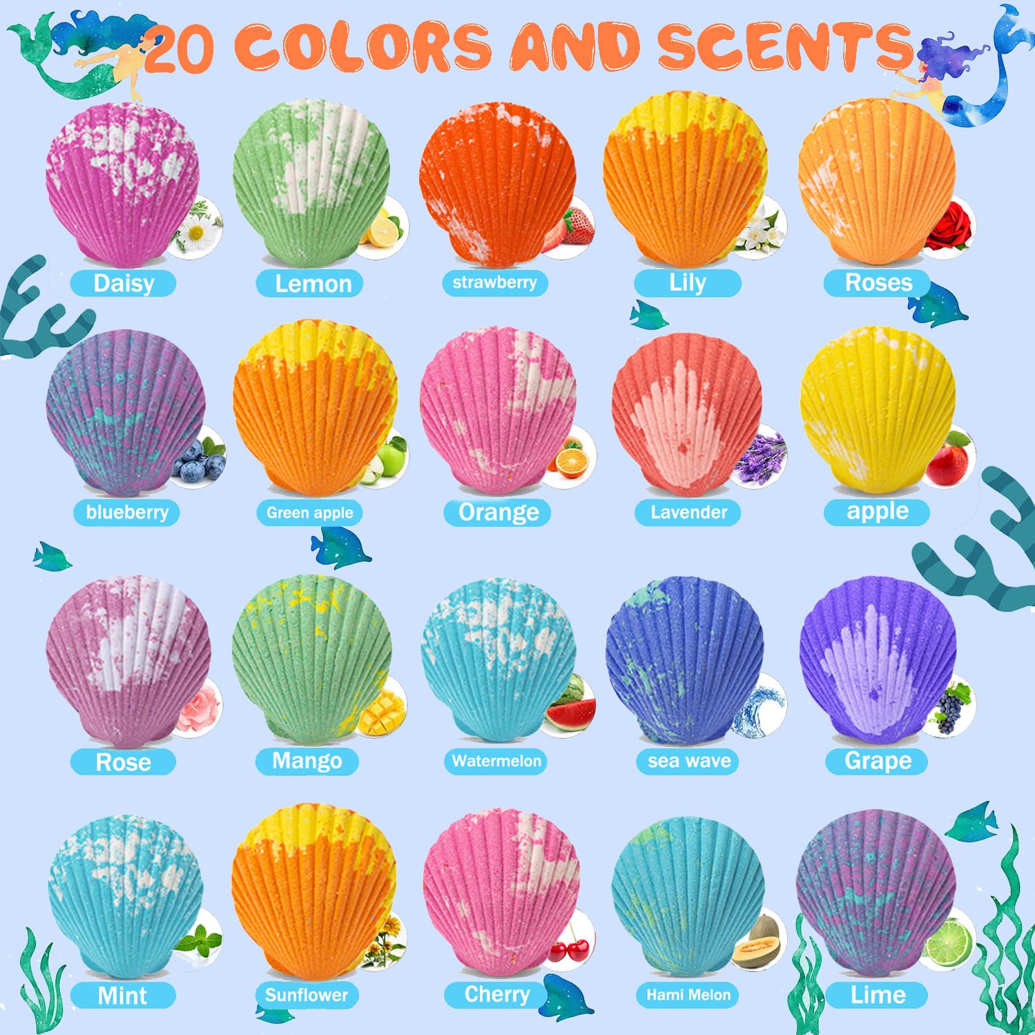 Bath Bombs for Kids with Surprise Fishing Games Inside for Girls Boys - 20 Kids Bath Bombs Gift Set, Handmade Bubble Bath Fizzes Bomb for Chrildren Birthday Christmas and Party Favor Gift for Boys