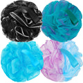 FARMOGA Bath Loofah Sponge Body Scrubber Shower Sponge Exfoliating Mesh Pouf Shower Ball Bath Sponges for Women and Men Bathing Accessories (4Pack 50G Colorful)