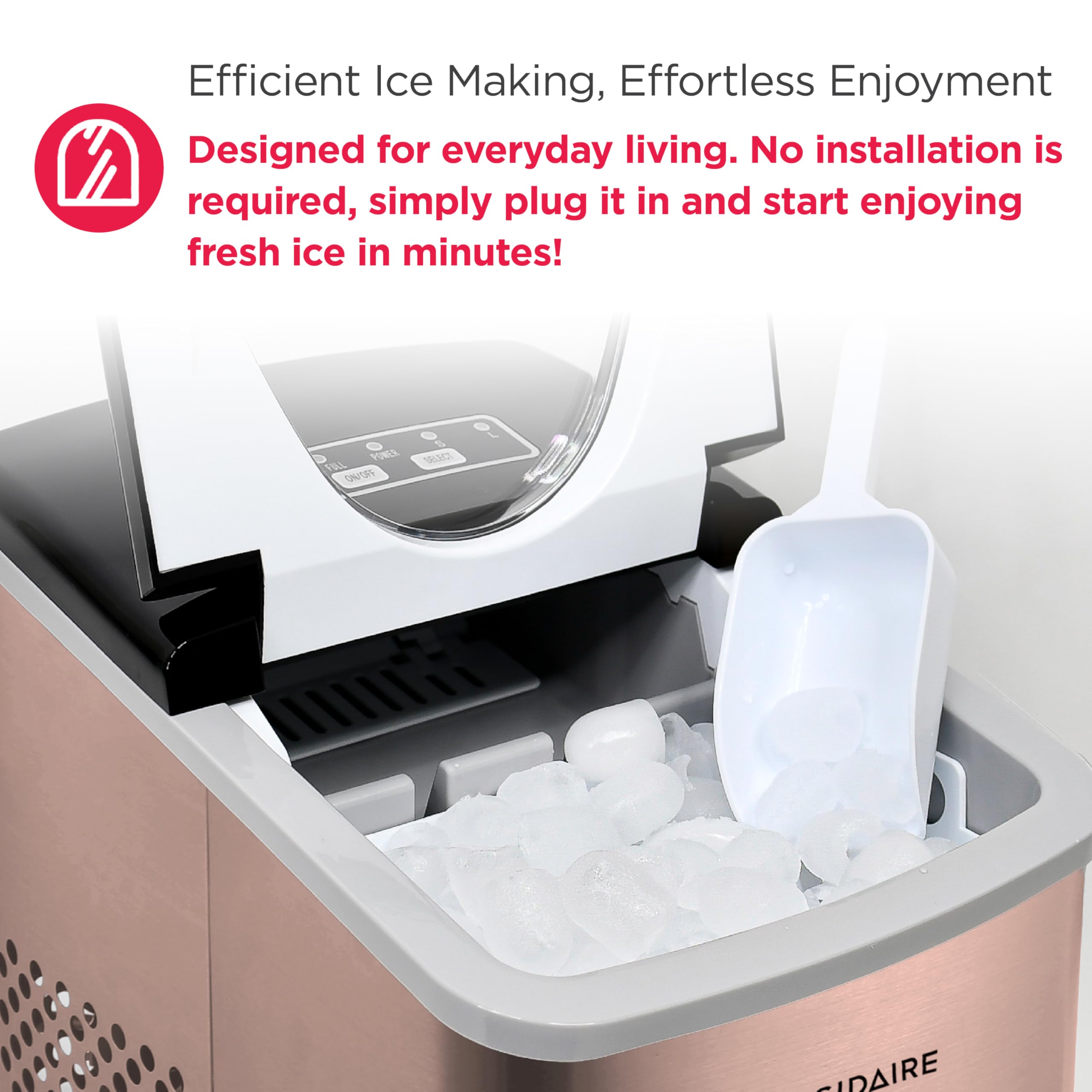 Frigidaire Countertop Portable, 26 lb per Day Bullet Ice Maker Machine (Black Stainless Steel)