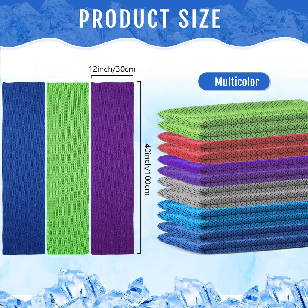 Hosuly 12 Pieces Cooling Towels, 40 x 12 Inch Ice Cool Towel for Neck and Face Microfiber Soft Breathable Chilly Rags for Yoga, Sports, Golf, Gym, Running, Workout(Purple)