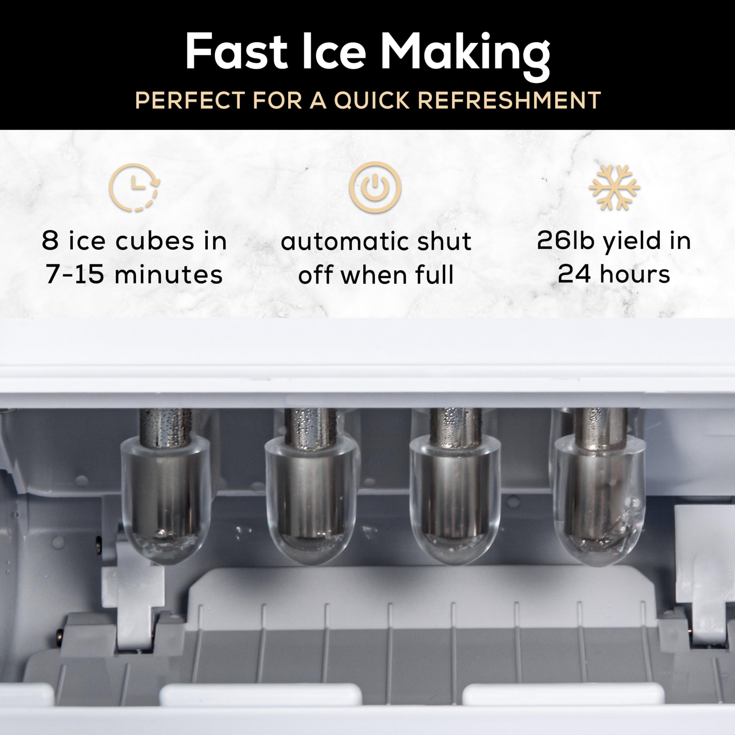 Igloo Automatic Self-Cleaning Portable Electric Countertop Ice Maker Machine with Handle, 26 Pounds in 24 Hours, 9 Ice Cubes Ready in 7 Minutes, with Ice Scoop and Basket