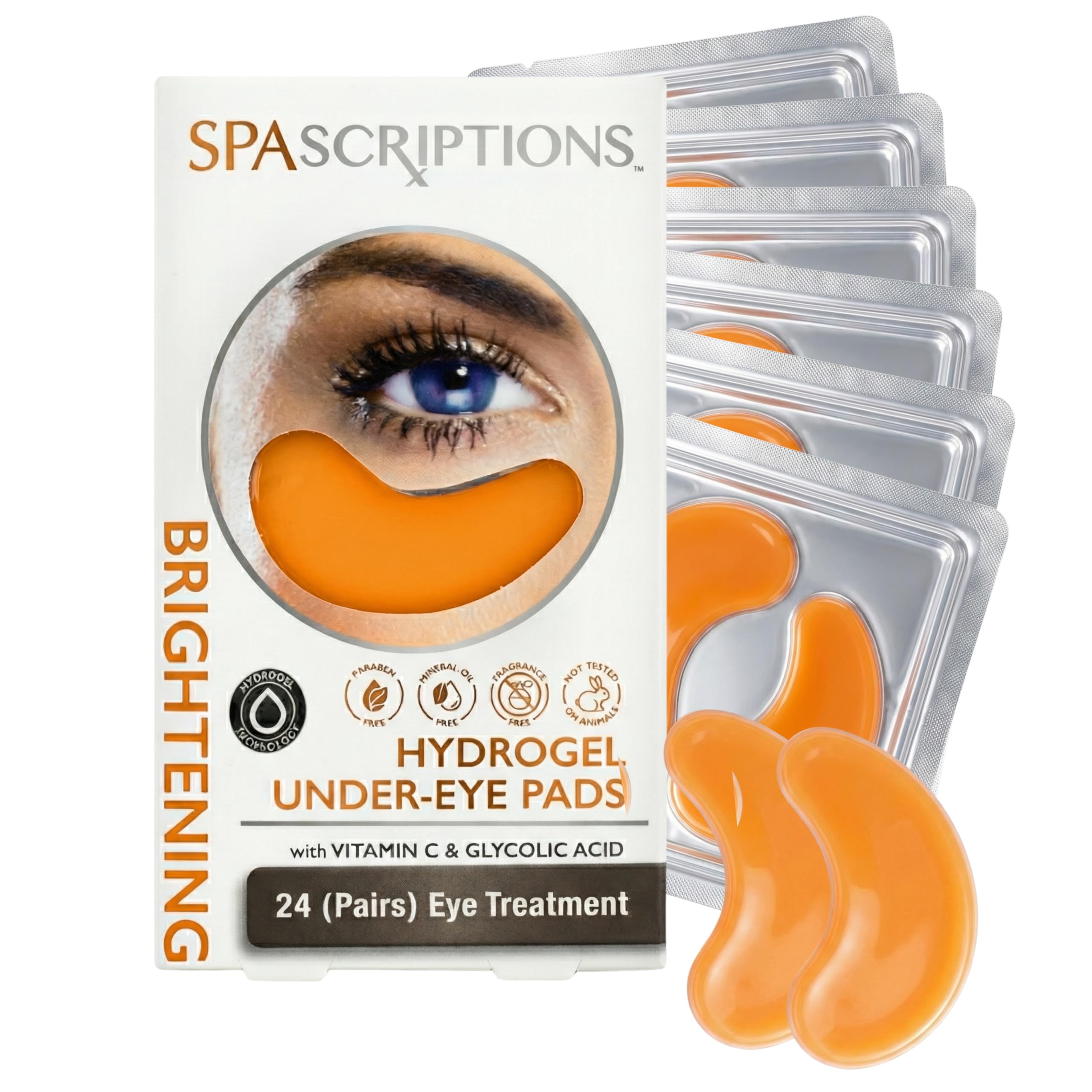 SpaScriptions Collagen Hydrogel Under Eye Patches - Anti-Wrinkle Eye Masks for Dark Circles & Puffiness, Firming & Hydrating Gel Eye Pads for Men & Women for Refreshing Daily Skin Care, 4 Pairs