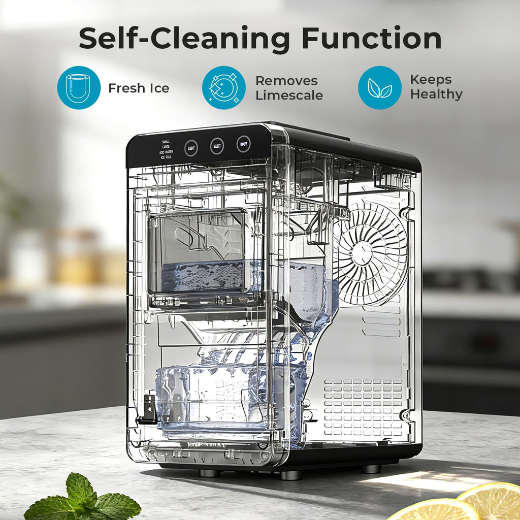 Antarctic Star Countertop Ice Maker, 26lbs/24H Ice Machine, Self-Cleaning Portable Ice Maker with 1.1lb Storage, 8 Bullet Ice in 6 Mins, Compact Ice Maker for Home/Office/Outdoor, Black