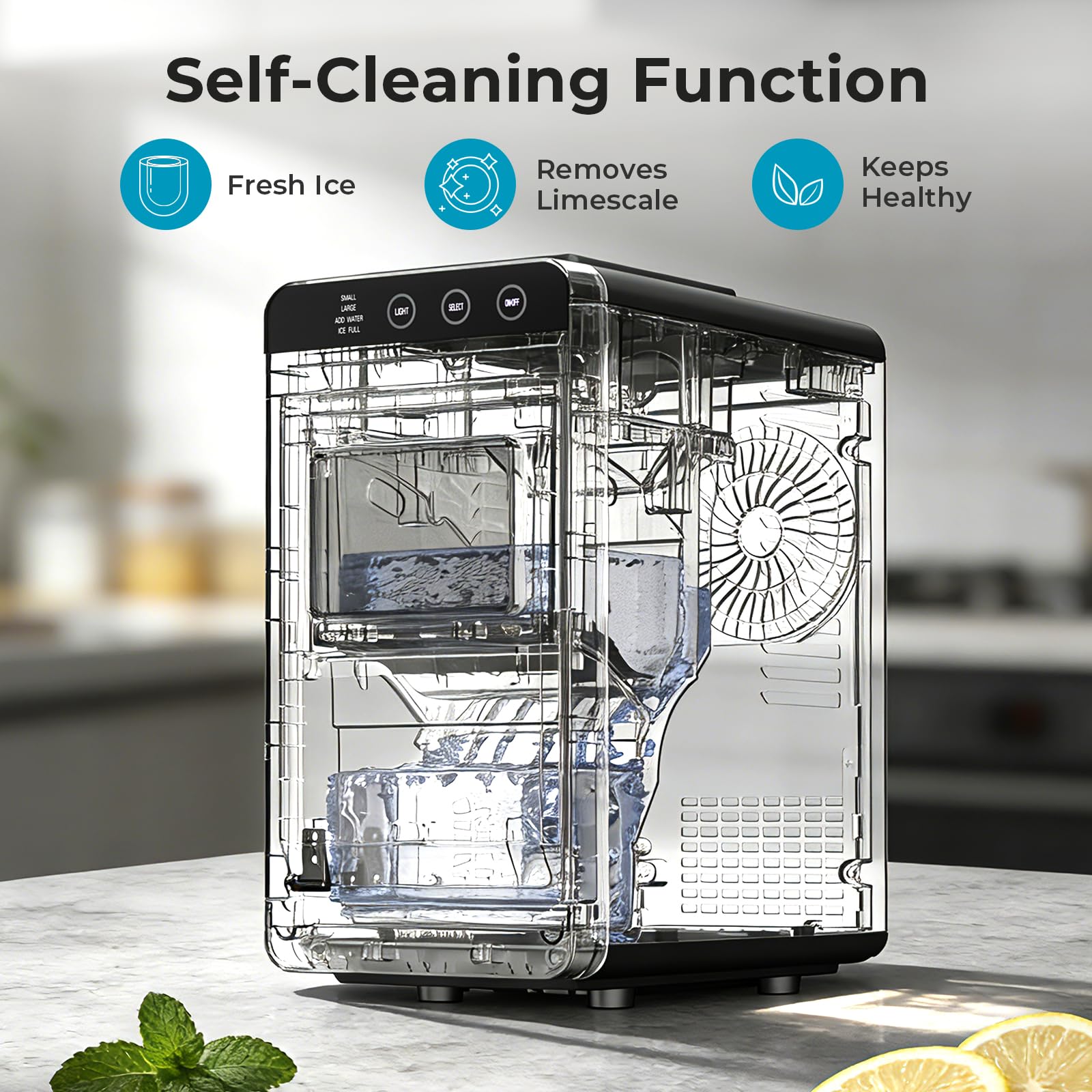 Antarctic Star Countertop Ice Maker, 26lbs/24H Ice Machine, Self-Cleaning Portable Ice Maker with 1.1lb Storage, 8 Bullet Ice in 6 Mins, Compact Ice Maker for Home/Office/Outdoor, Black
