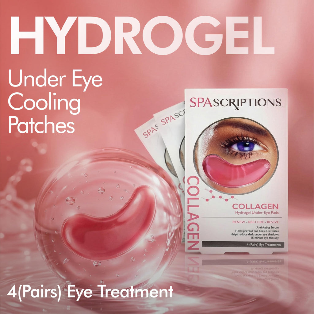 SpaScriptions Collagen Hydrogel Under Eye Patches - Anti-Wrinkle Eye Masks for Dark Circles & Puffiness, Firming & Hydrating Gel Eye Pads for Men & Women for Refreshing Daily Skin Care, 4 Pairs