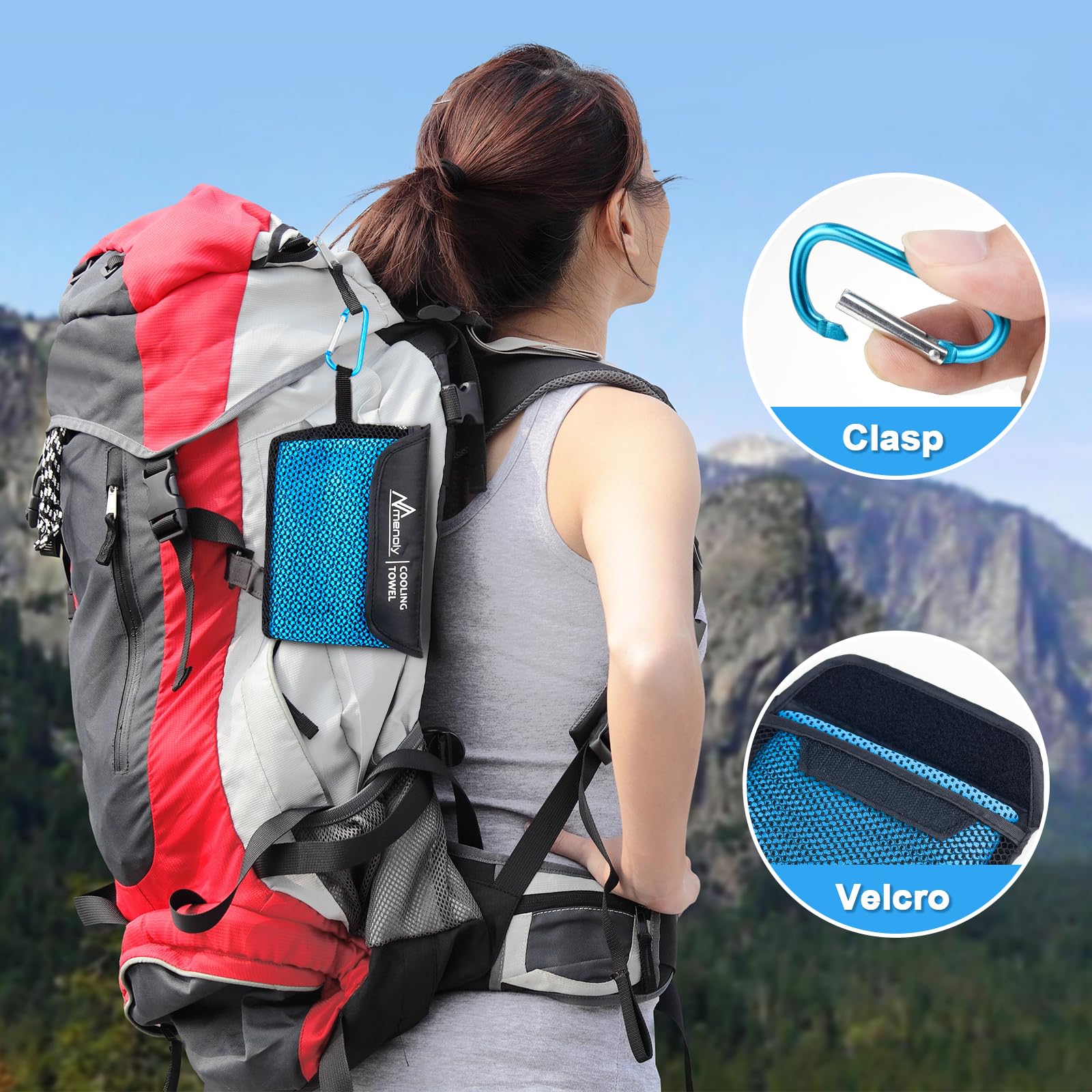 MENOLY 10 Pack Cooling Towels, 40"x12" Cooling Towels for Neck and Face with Breathable Carrying Bags,Soft Microfiber Instant Cooling Rags, Gym Workout Sweat Towel for Sports, Yoga, Camping, Running