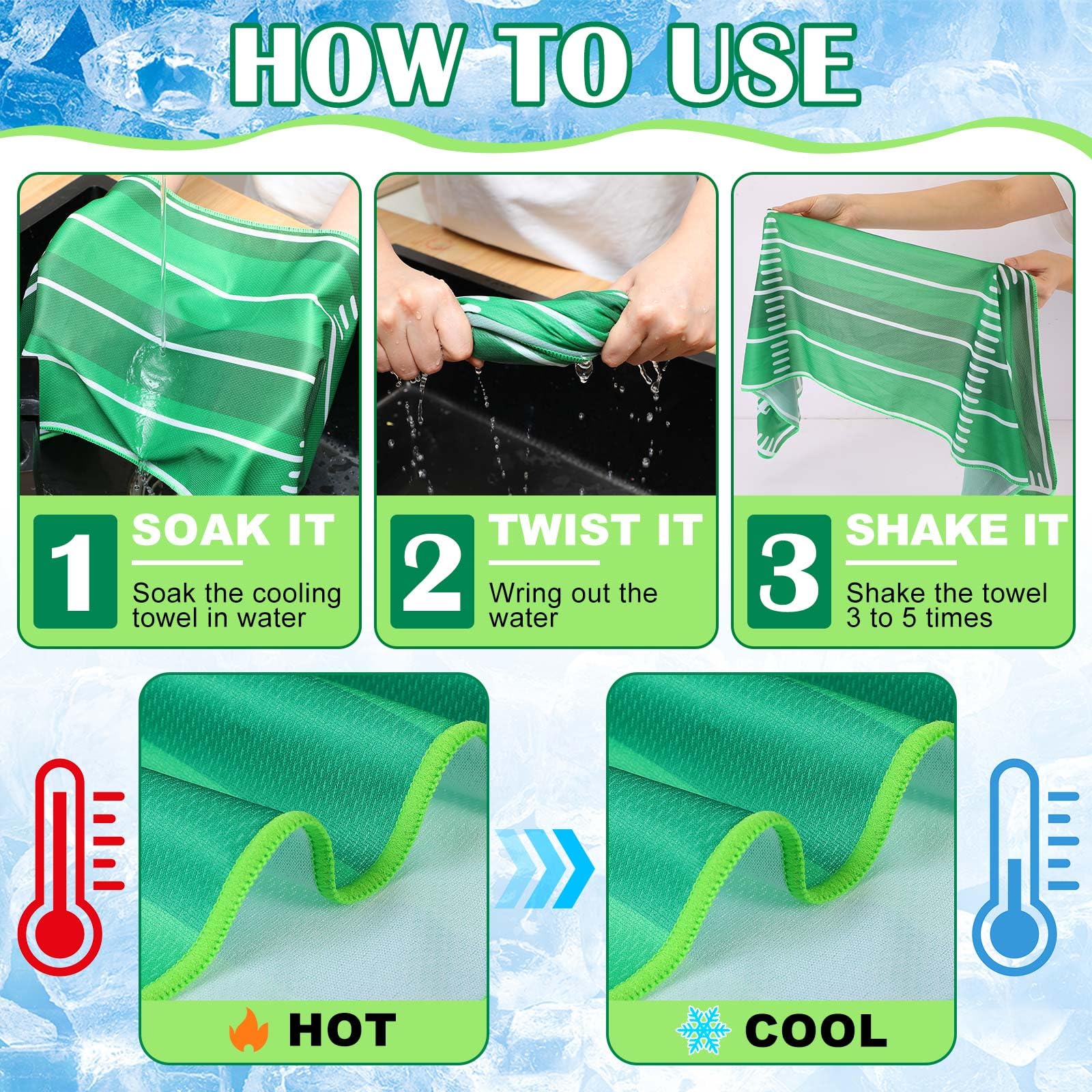 FuWeave 24 Pack Baseball Cooling Towel 40 x 12 Inch Breathable Sport Cooling Towel Microfiber Fast Drying Baseball Team Gifts for Athletes Yoga Gym Camping Running