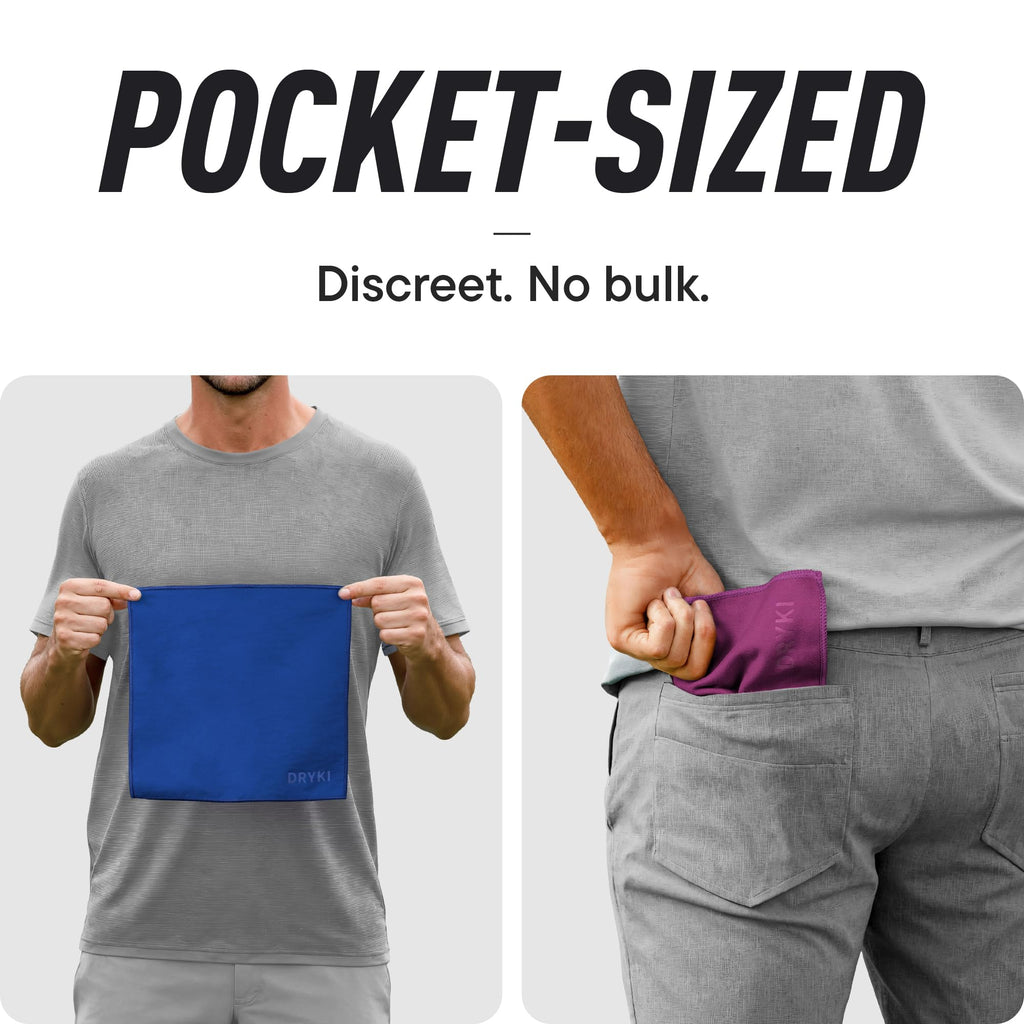 DRYKI Pocket-Sized Sweat Towels - The Original Sweat Absorbing Handkerchiefs - Quick-Dry Microfiber Sweat Rags for Face, Hands, & Body - Men & Women - Gym and Work (Moss Camo: 5 Pack)