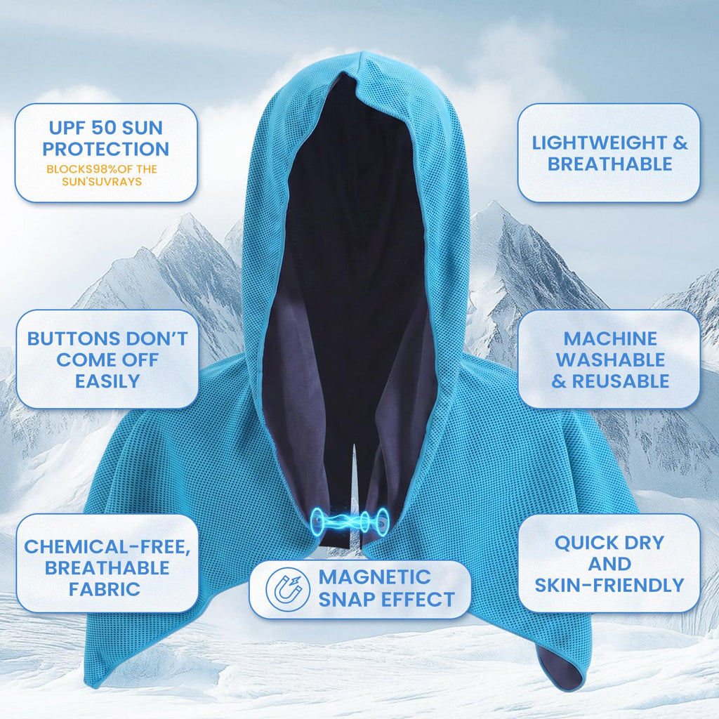 3 Pack Cooling Hoodie Towels for Neck and Face, Ice Towels for Hot Weather | UPF 50 Sun Protection & Instant Cooling, Soft Breathable Towel for Sport, Work Out, Gym, Camping & More Activities