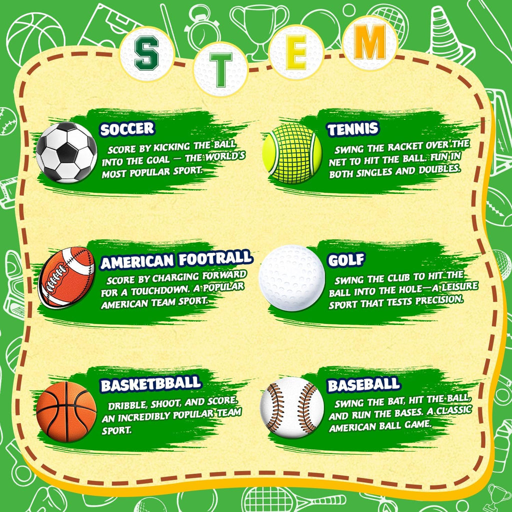 Bath Bombs for Kids, STEM 6-Pack Organic Handmade Bath Bomb Sports Themed, Basketball, Football, Rugby, Golf, Tennis Shapes, Mild Skin-Friendly SPA Toy, Nice Daily Reward and Holiday Gifts