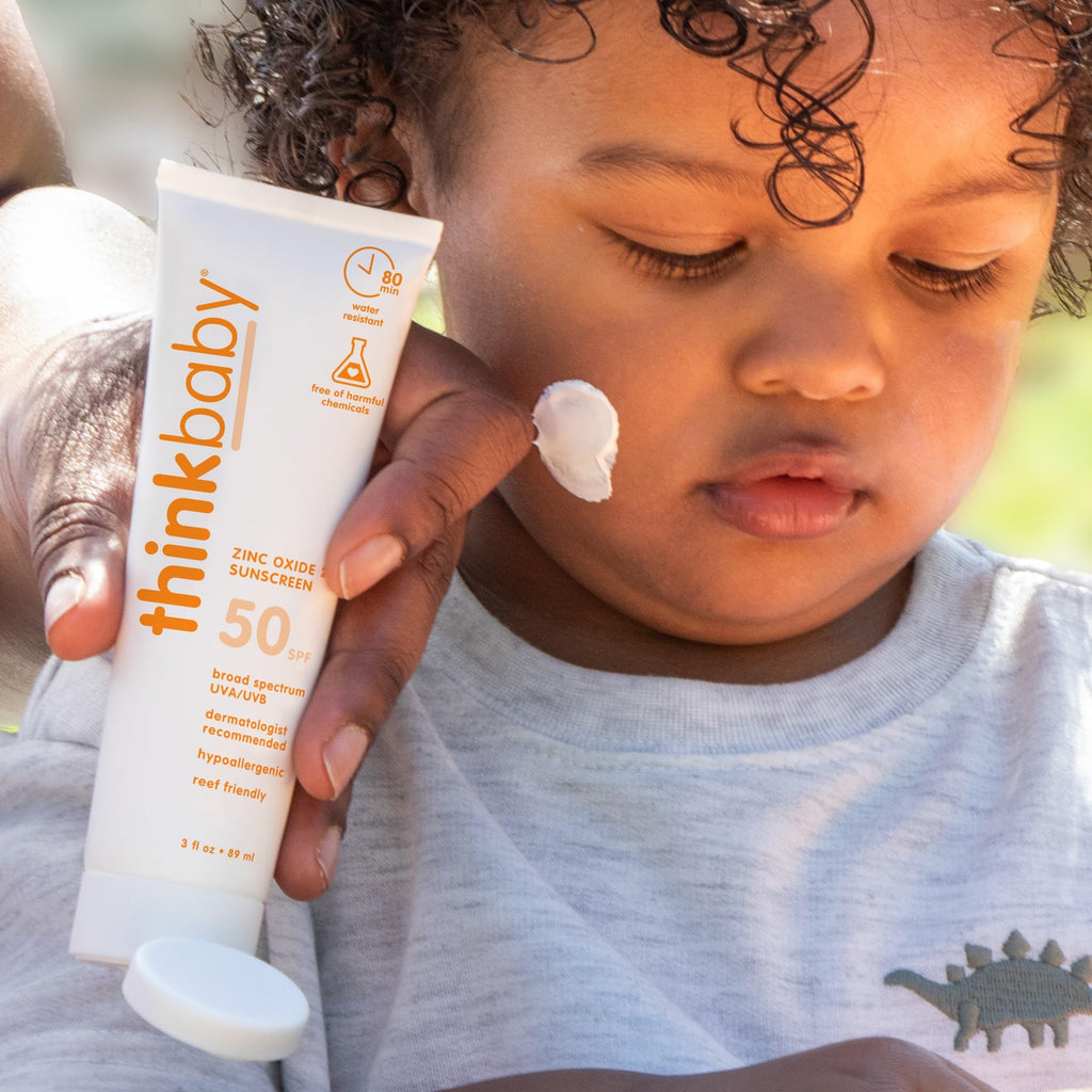 Thinkbaby SPF 50+ Baby Sunscreen, 6 Oz. – Safe, Natural Mineral Sun Cream for Babies - Water Resistant, Broad Spectrum UVA/UVB Sun Protection – Vegan Sunscreen for Kids
