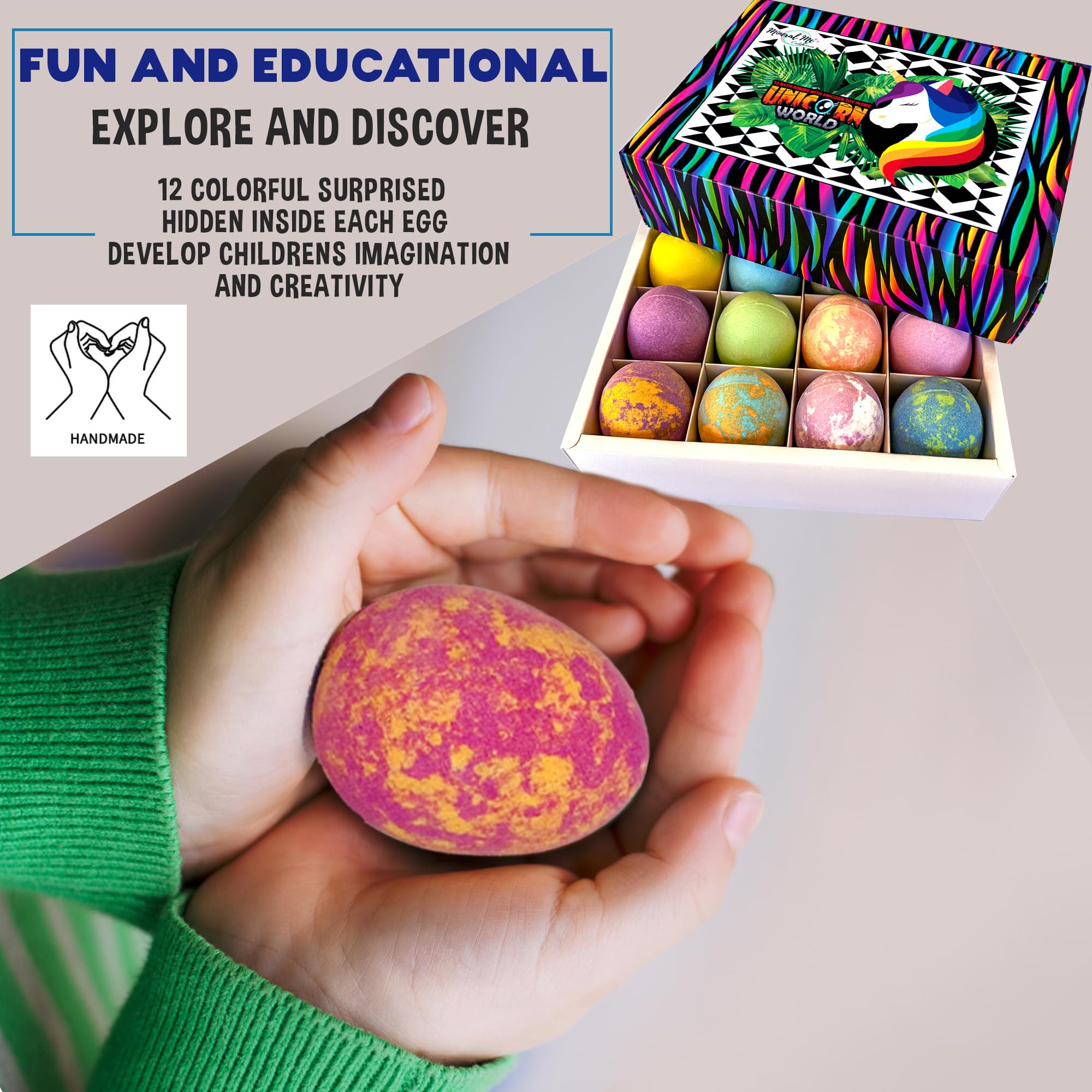 Bath Bombs for Kids with Surprise Toys Inside Plus Dinosaur Puzzle - Set of 9 Organic Dino Egg Bath Bombs, Gentle and Kids Safe, Fizzy Balls with Rich Bubbles, Birthday Gifts for Boys, Girls