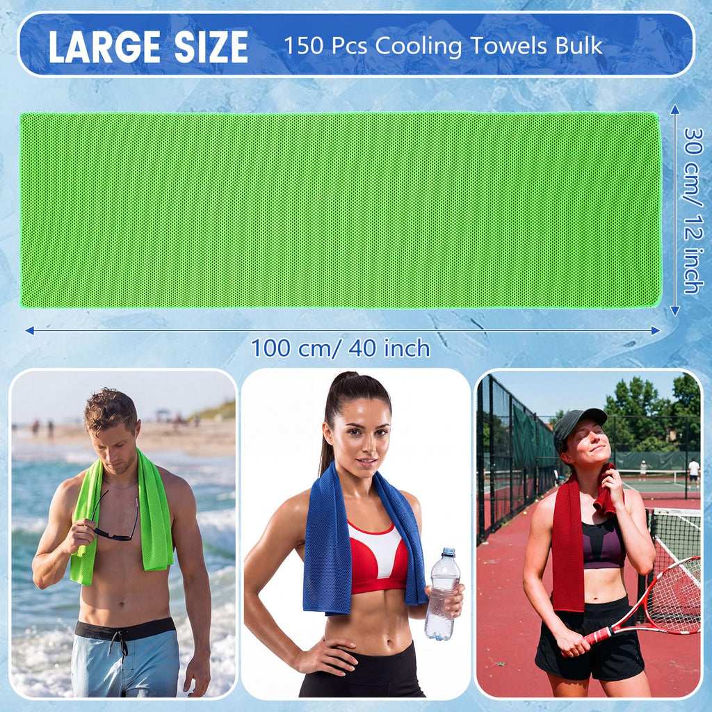 Hosuly 1000 Pack Cooling Towels Bulk 40 x 12 Inch Large Chilly Breathable Sweat Sports Cold Towels Sublimation Microfiber Ice Neck Rag for Hot Weather Workout Gym Team Gift (Dark Blue)