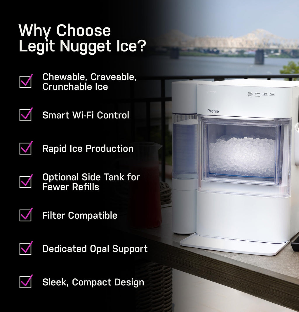 GE Profile Opal 2.0 Ultra Nugget Ice Maker with Scale Inhibiting Filter, Scoop Included, 38 lbs in 24 Hours, Pellet Ice Machine with WiFi & Smart Connected, Stainless Steel