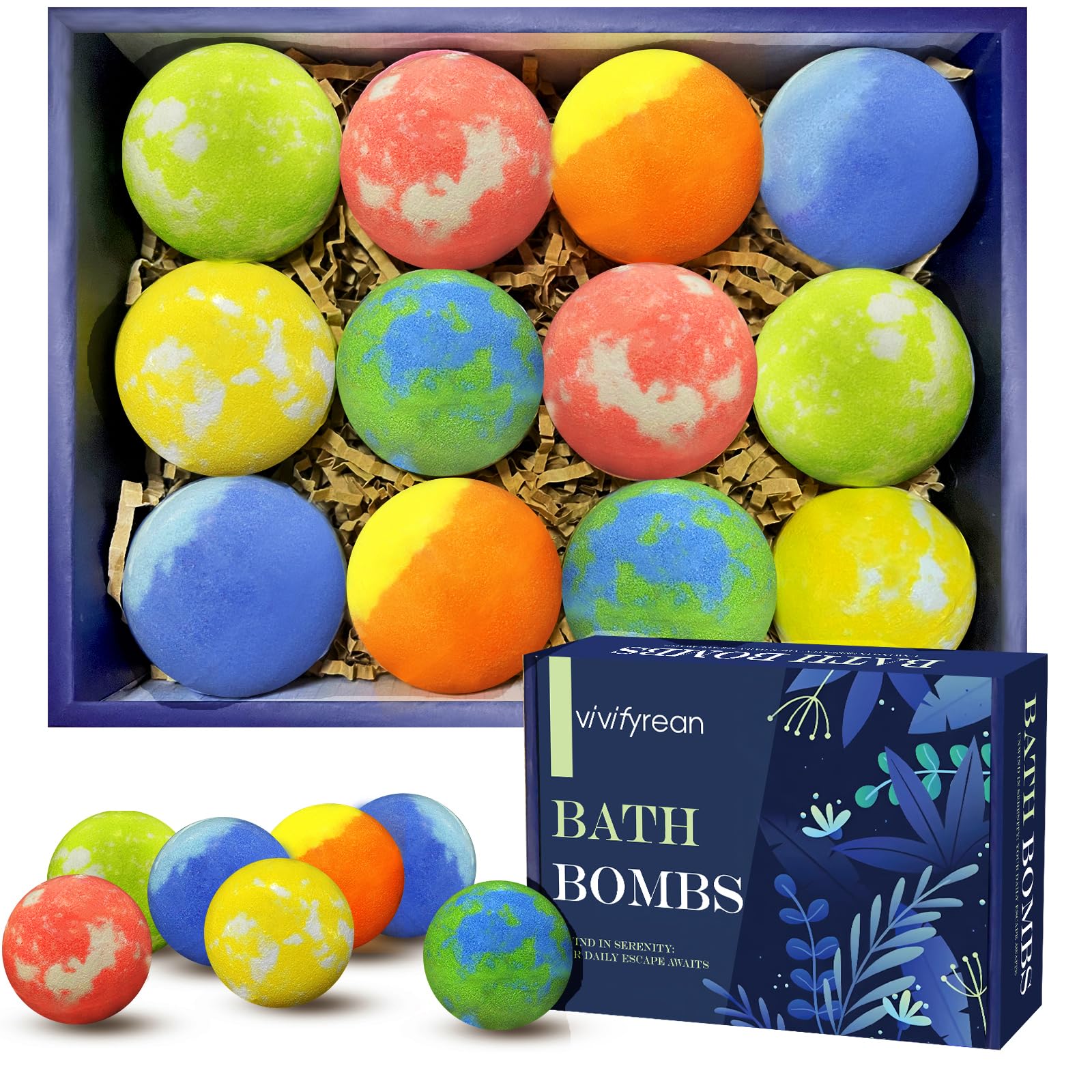 Bath Bombs for Women and Girls, Anniversary Birthday Gift, Natural Organic Fizzy Bath Bombs, Stress Relief, Self-Care Relaxation Home Spa, Pack of 8 in Bag, with Essential Oils & Epsom Salts, 4 Scents