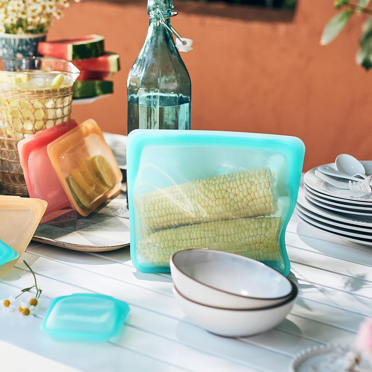 Stasher Silicone Reusable Storage Bags, 4-Pack, Reusable Freezer Bags, Microwave, Dishwasher, Oven Safe, Sous Vide, Premium Lunch Containers, Eco Friendly, Food-safe Silicone Snack Bag, Clear