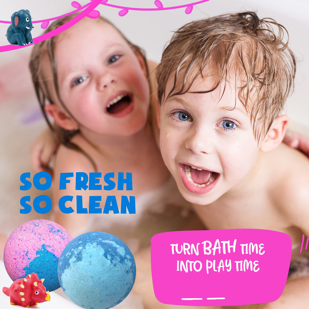 Bath Bombs for Kids with Surprise Toys Inside Plus Dinosaur Puzzle - Set of 9 Organic Dino Egg Bath Bombs, Gentle and Kids Safe, Fizzy Balls with Rich Bubbles, Birthday Gifts for Boys, Girls