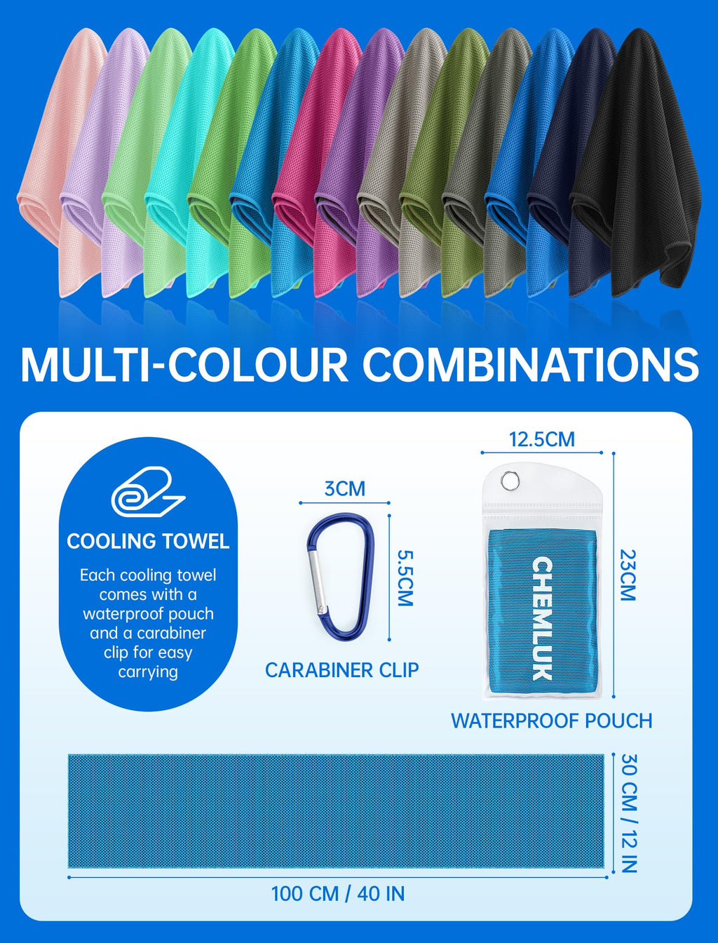 4 Packs Cooling Towels: Instant Cool Towel for Neck and Face Hot Weather UPF50 Quick Dry Microfiber Sweat Towels for Gym Workout Sports (40"x12")