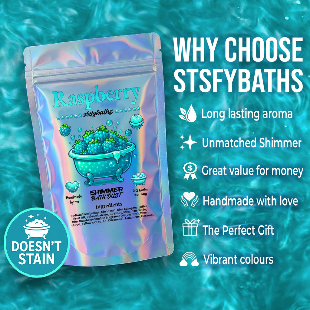Sky Blue Bubblegum Shimmer Bath Bomb in A Bag - Handmade Scented Bath Bombs for Women,Kids and Men - Bathbomb Fizzies Perfect for Boys and Girls All Ages (4.4 Ounce, Sky Blue)