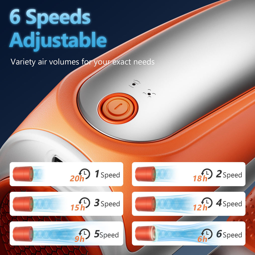 Portable Neck Fan, Hands-Free, 6 Speeds, 6000 mAh Battery, 360° Cooling Wearable Personal Fan, Rechargeable, Gifts for Women Men, Suitable for Indoor, Outdoor, Travel