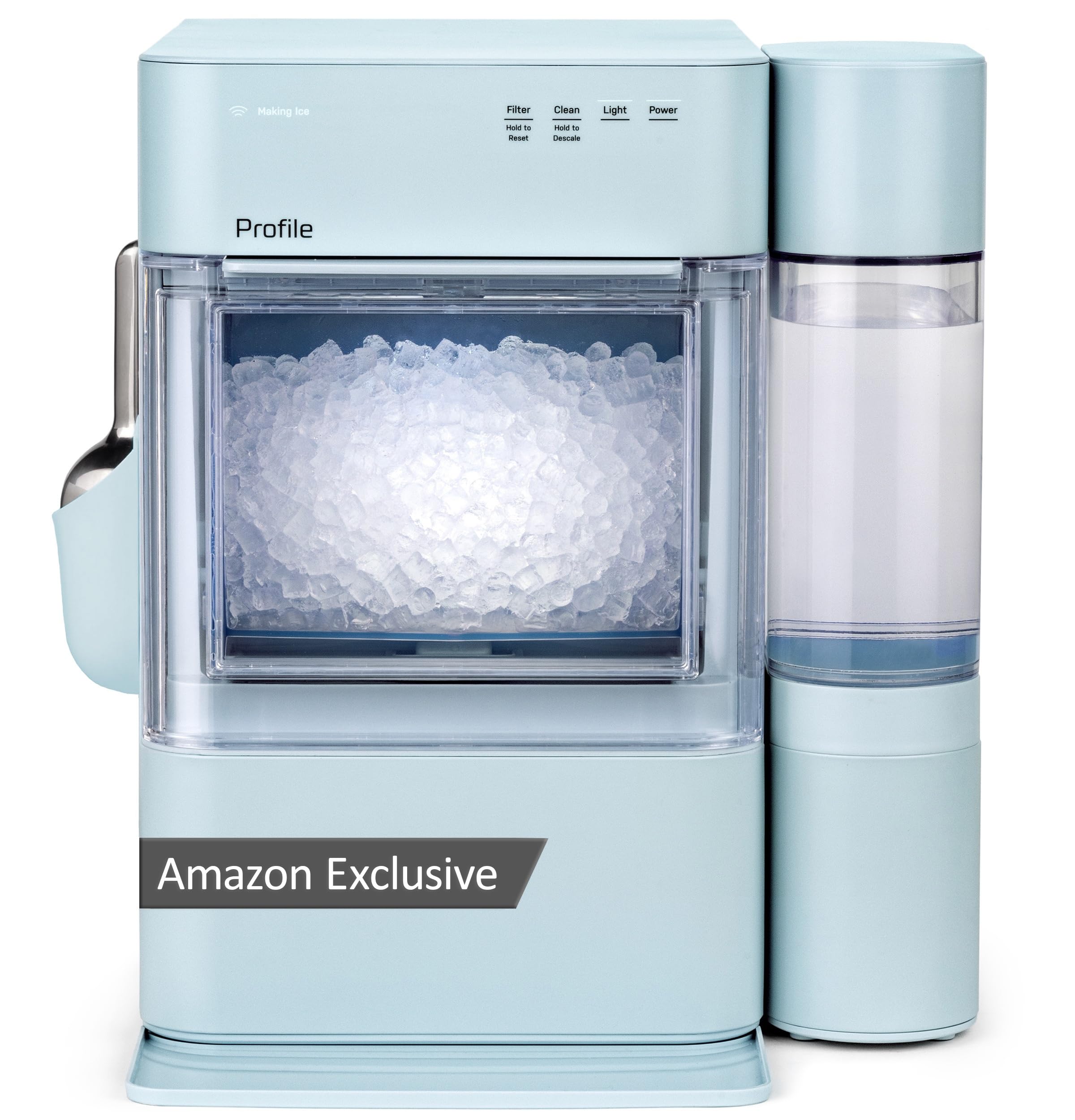 GE Profile Opal Ultra, Countertop Nugget Ice Maker, 1 Gal XL Side Tank, *Amazon Exclusive*, 38 lbs/Day, Pebble Pellet Crushed Ice Machine, WiFi Black Stainless Steel