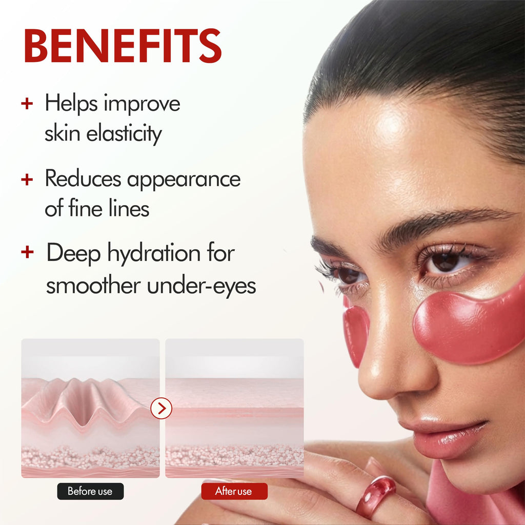 SpaScriptions Collagen Hydrogel Under Eye Patches - Anti-Wrinkle Eye Masks for Dark Circles & Puffiness, Firming & Hydrating Gel Eye Pads for Men & Women for Refreshing Daily Skin Care, 4 Pairs