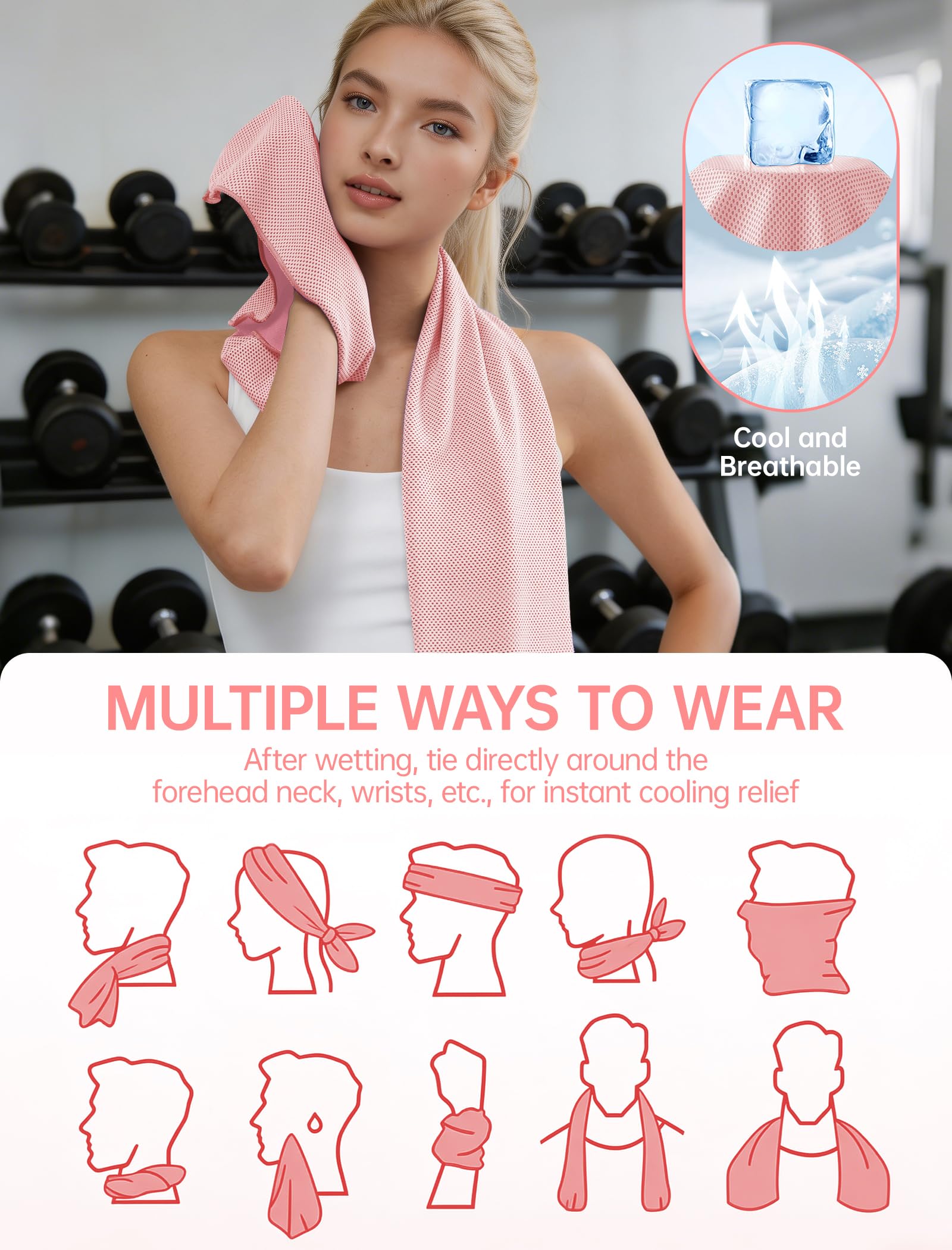 4 Packs Cooling Towels: Instant Cool Towel for Neck and Face Hot Weather UPF50 Quick Dry Microfiber Sweat Towels for Gym Workout Sports (40"x12")