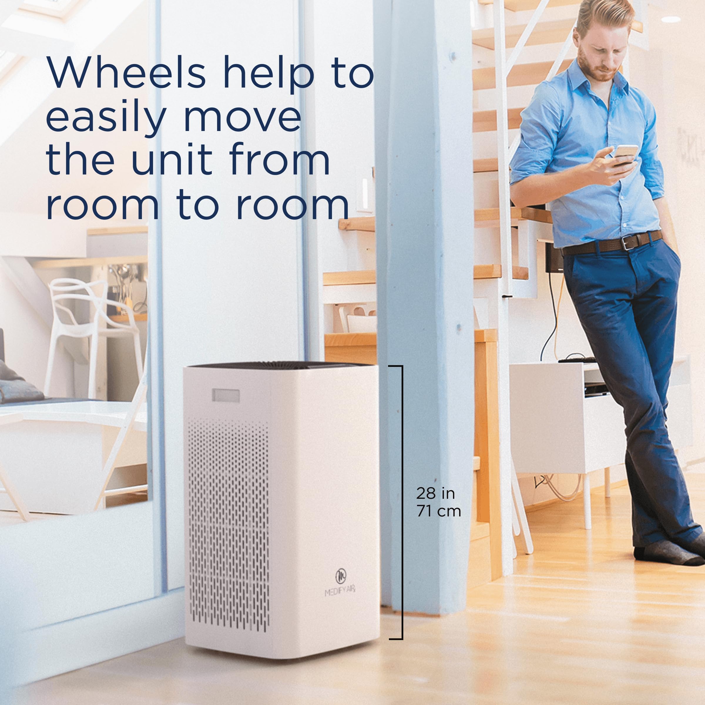 Medify MA-50 Air Purifier V3.0 with True HEPA H13 Filter | 2,640 ft² Coverage in 1hr for Smoke, Wildfires, Odors, Pollen, Pets | Quiet 99.9% Removal to 0.1 Microns | White, 1-Pack
