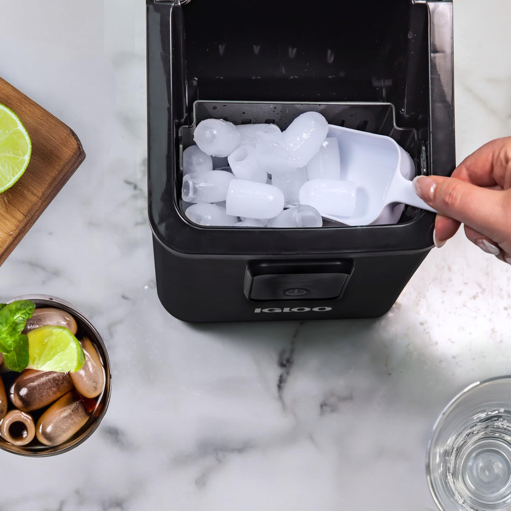 Igloo Automatic Self-Cleaning Portable Electric Countertop Ice Maker Machine with Handle, 26 Pounds in 24 Hours, 9 Ice Cubes Ready in 7 Minutes, with Ice Scoop and Basket
