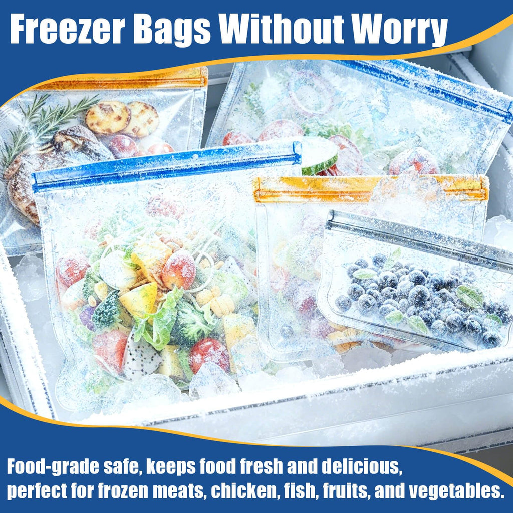 Reusable Silicone Freezer Bags, 12 Pack Leakproof Food Storage Bags Dishwasher Safe, Silicone Snack Bags Food Storage Containers for Meal Prep Containers, Salad Fruit, Vegetables, Home Organization